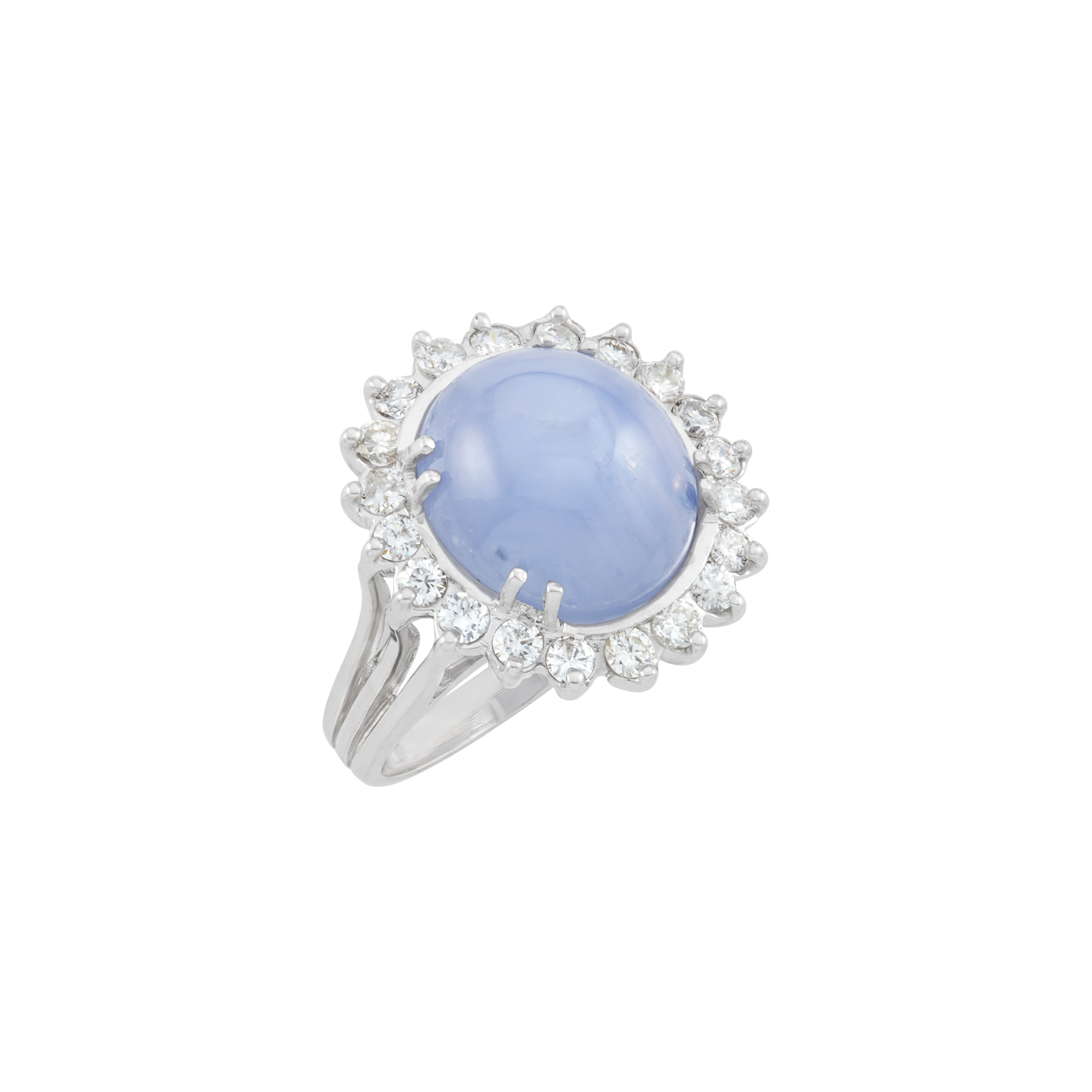 Lot image - White Gold, Star Sapphire and Diamond Ring