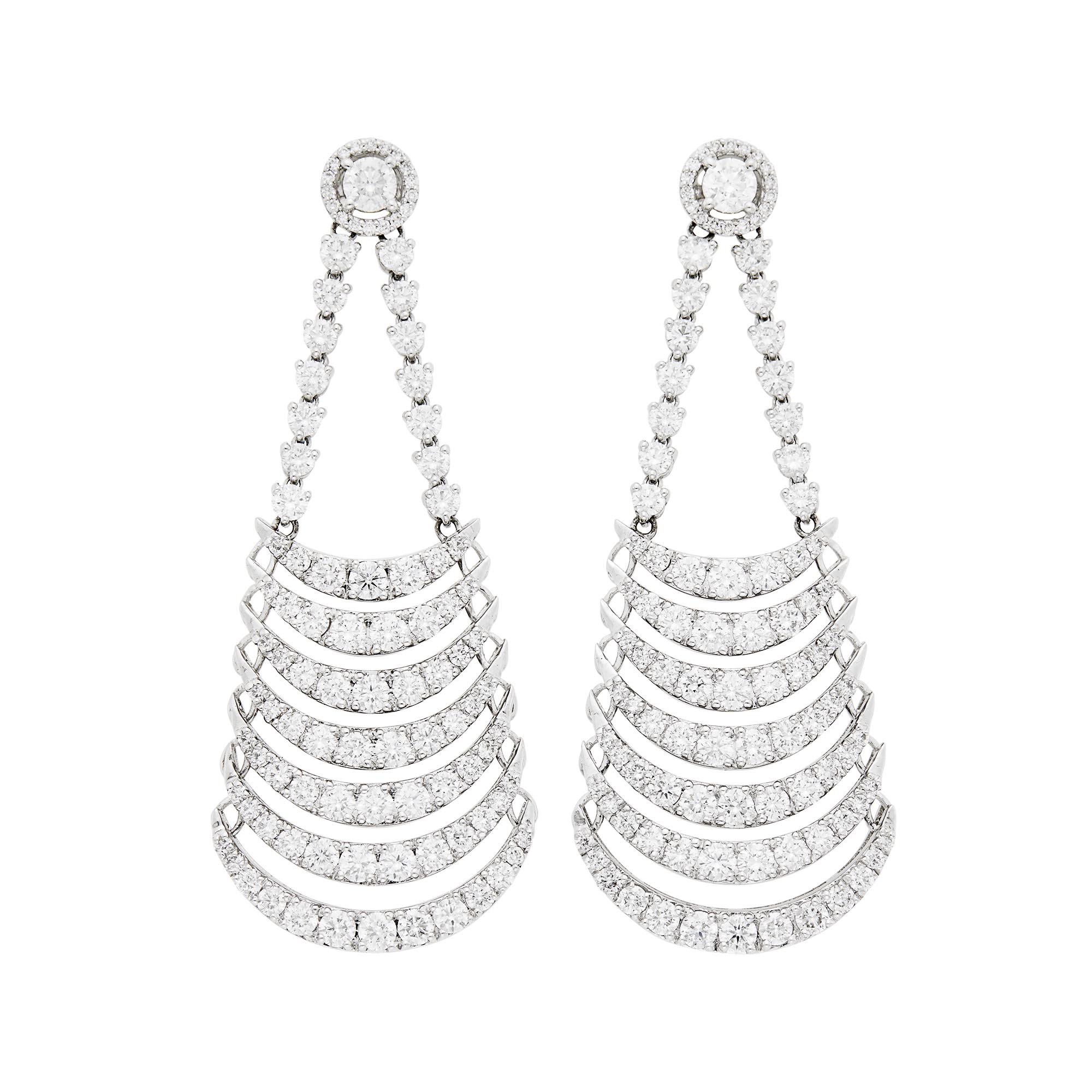 Lot image - Pair of White Gold and Diamond Pendant-Earrings