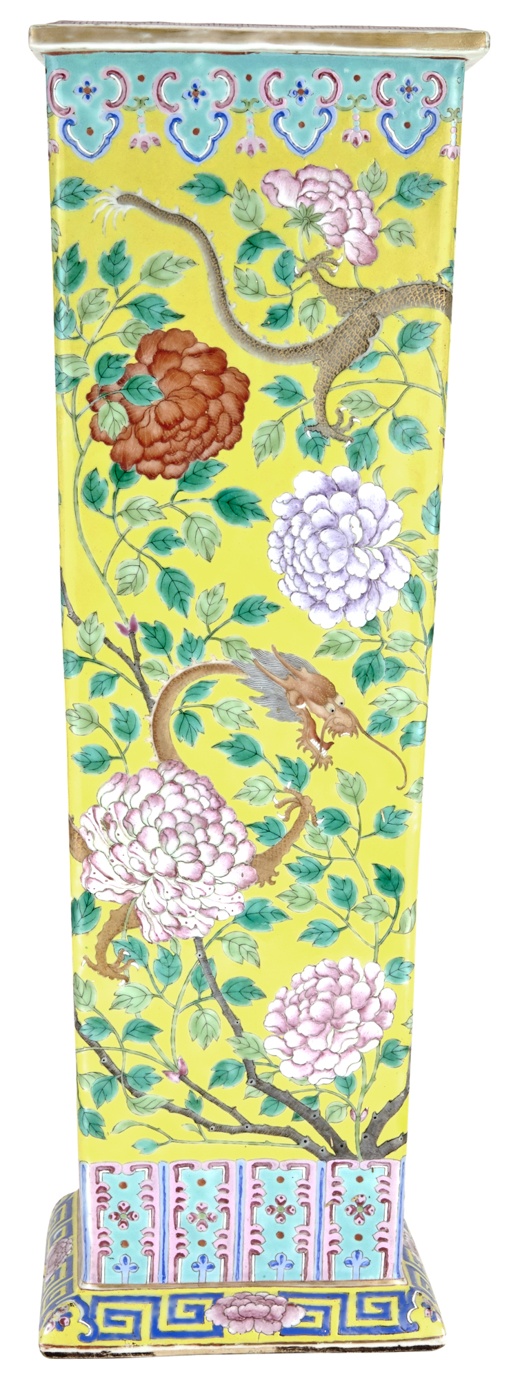 Lot image - Chinese Famille Rose Enamel Porcelain Tall Vase