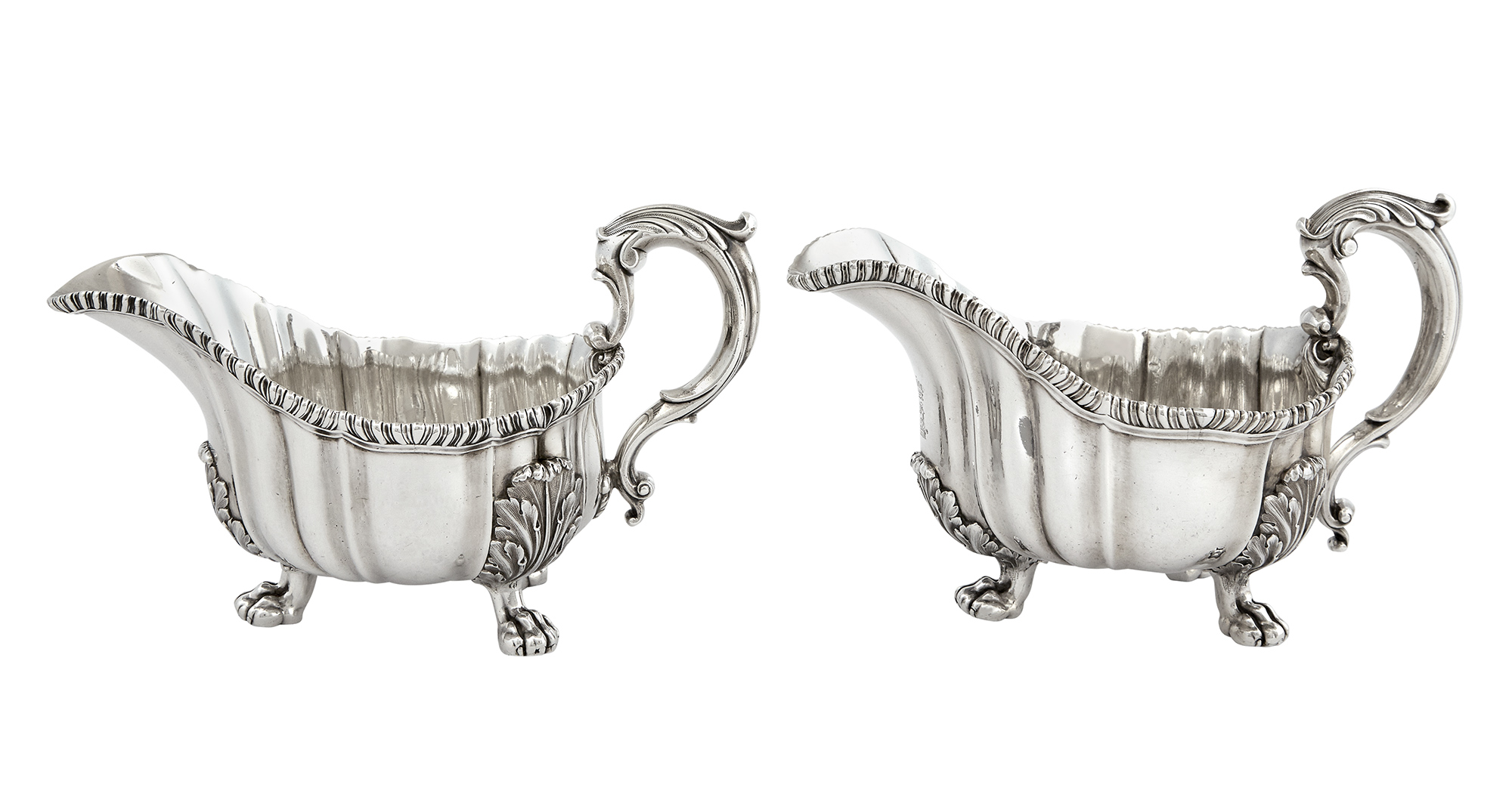 Lot image - Pair of George IV Sterling Silver Sauceboats