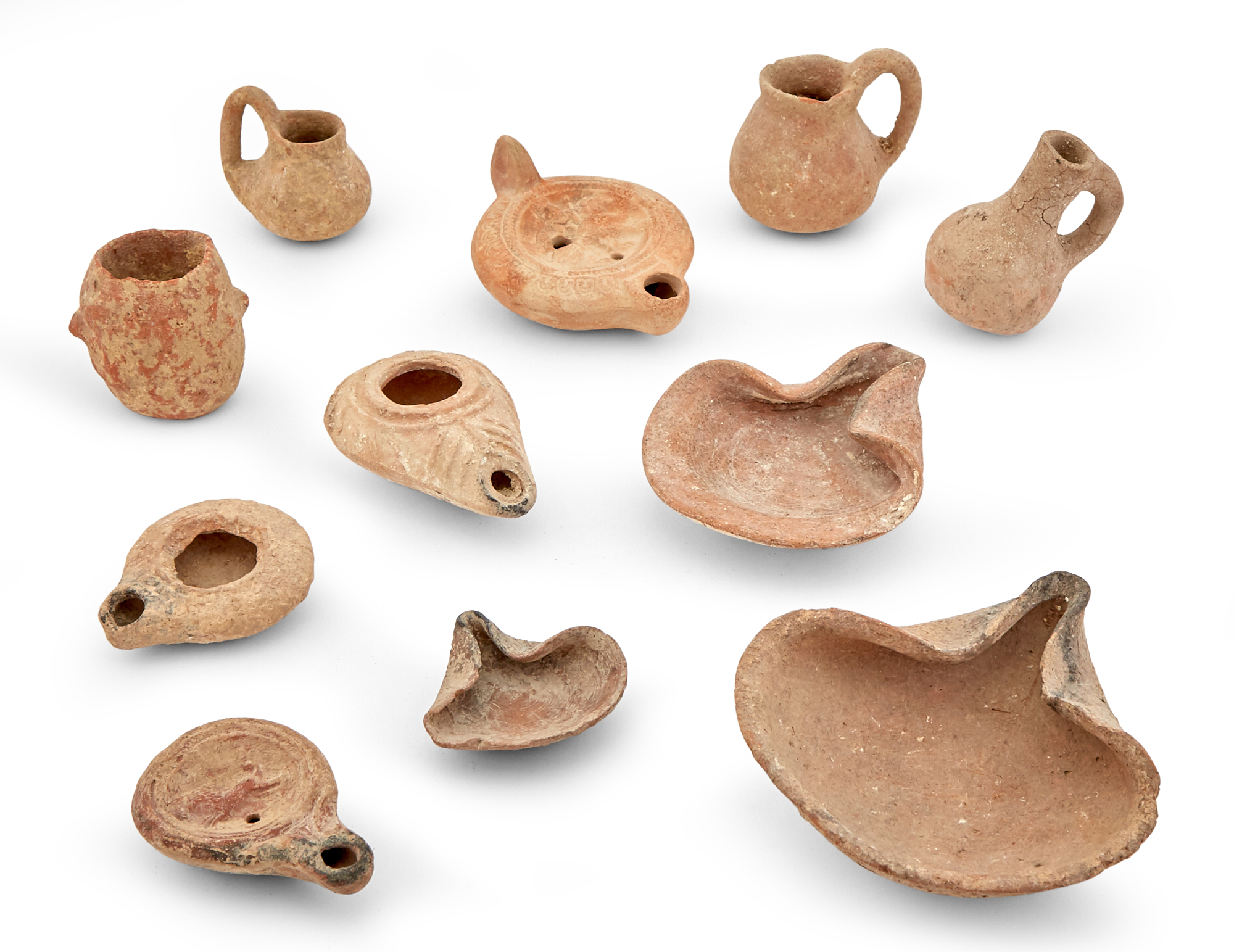 Lot image - Group of Eleven Holy Land Pottery Articles