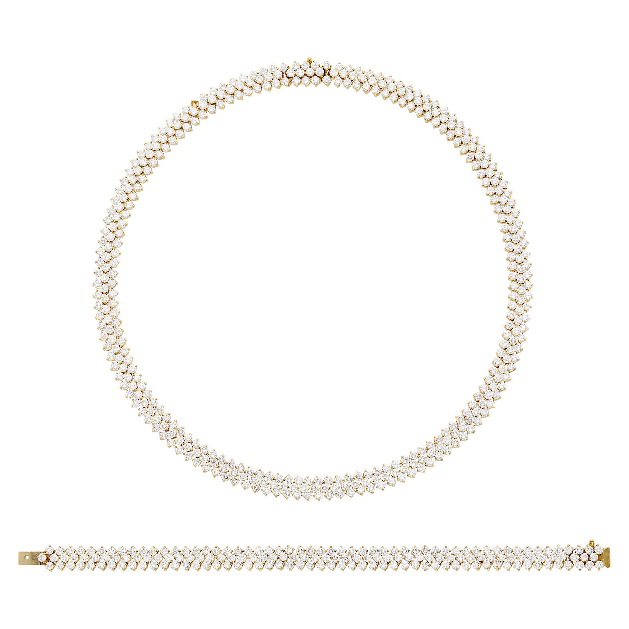 Lot image - Gold and Diamond Necklace/Bracelet Combination