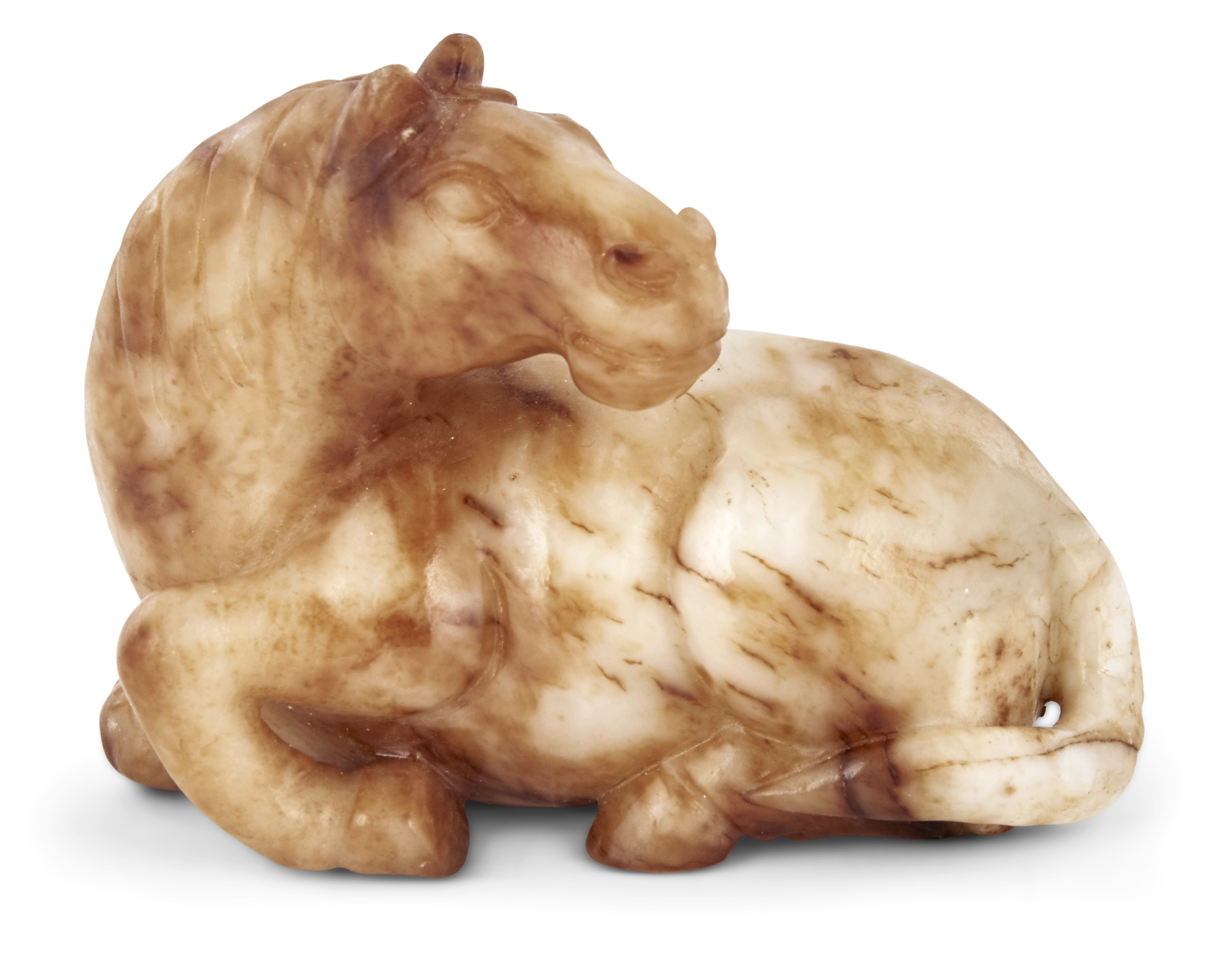 Lot image - A Chinese Mottled Jade Carving of a Horse