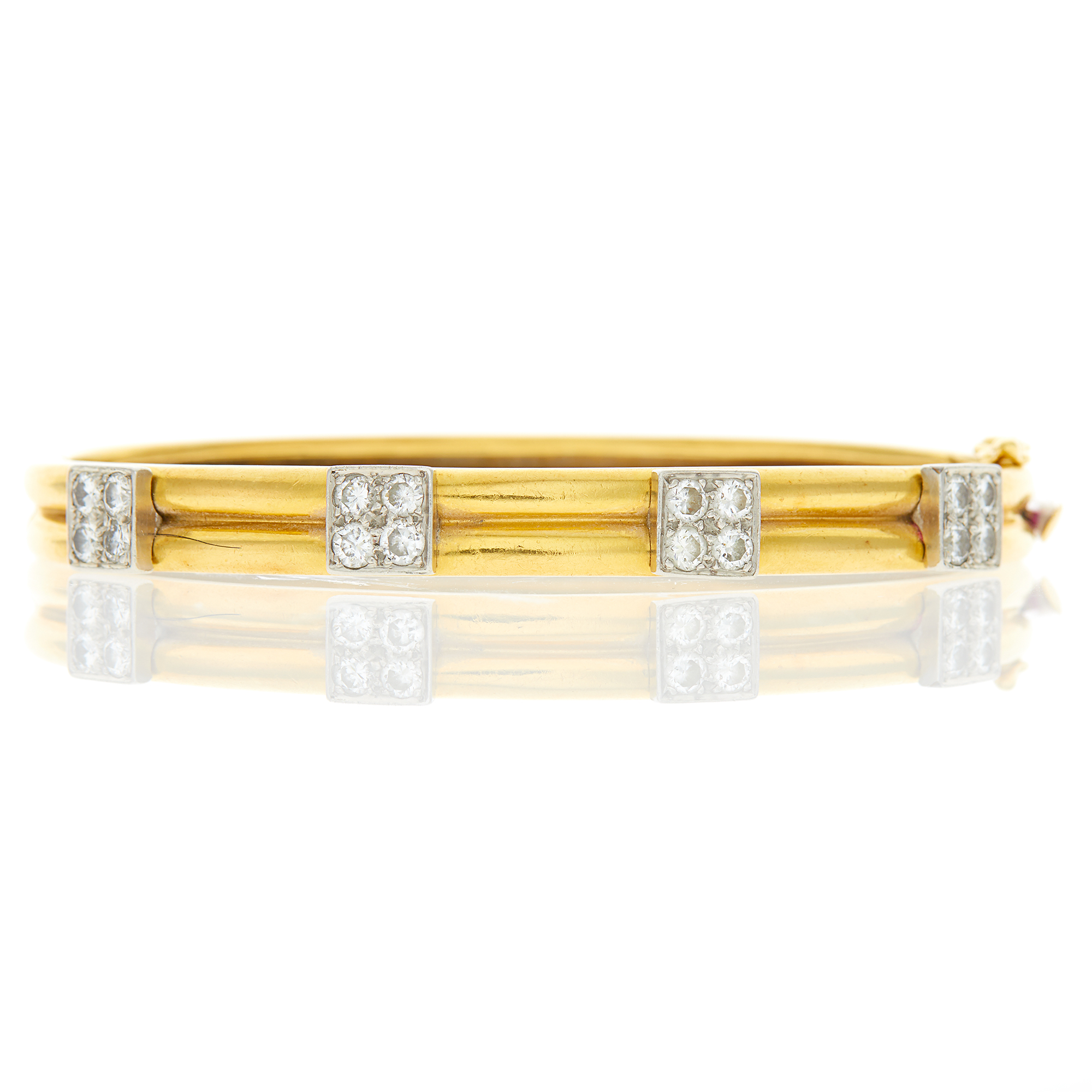 Lot image - Gold, Platinum and Diamond Bangle Bracelet