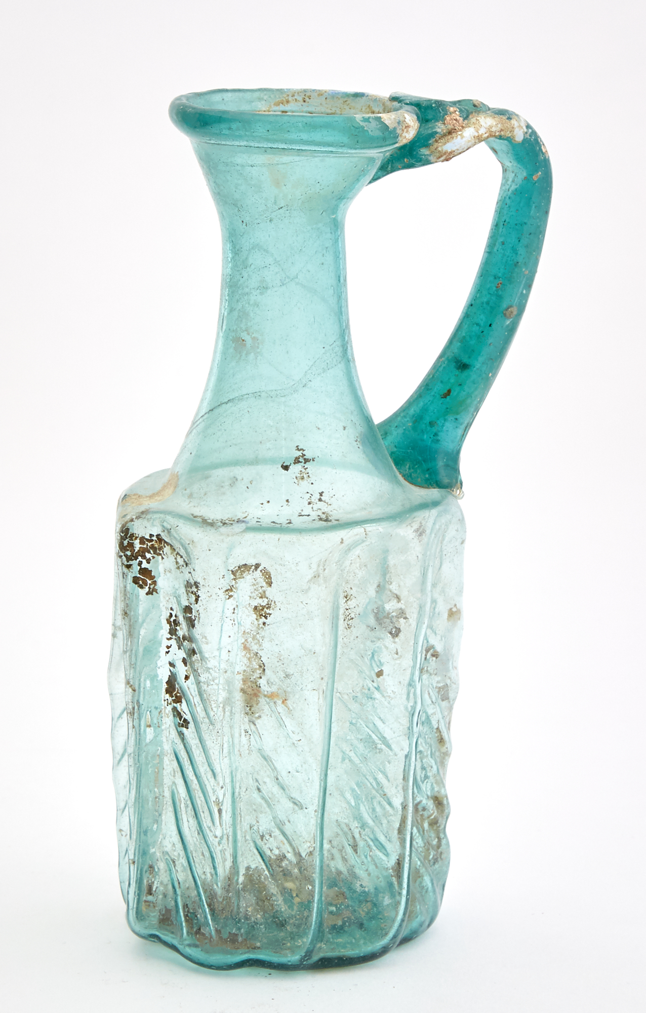 Lot image - Byzantine Mold-Blown Green Glass Jug