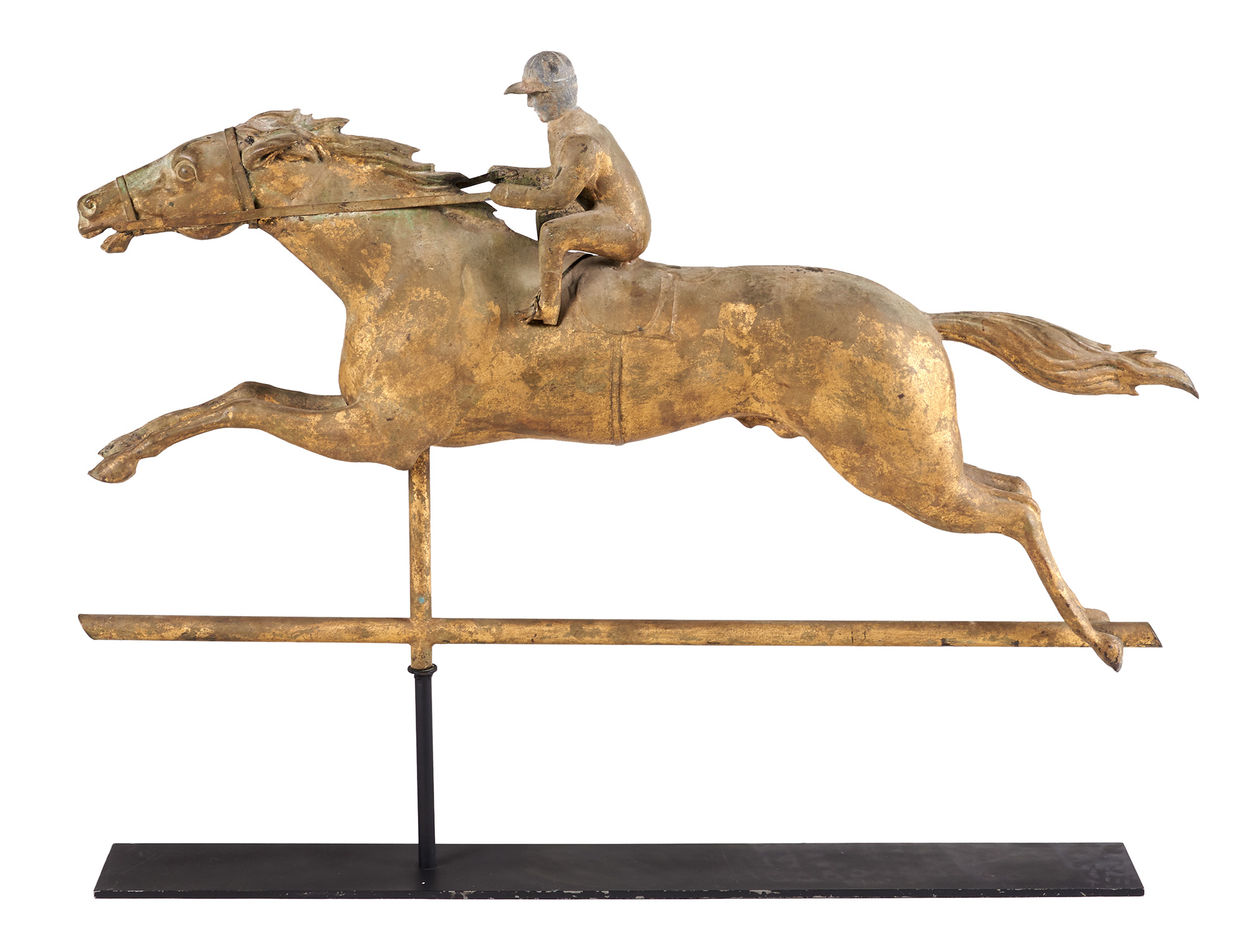 Lot image - Gilt Copper and Zinc Horse and Jockey Weathervane