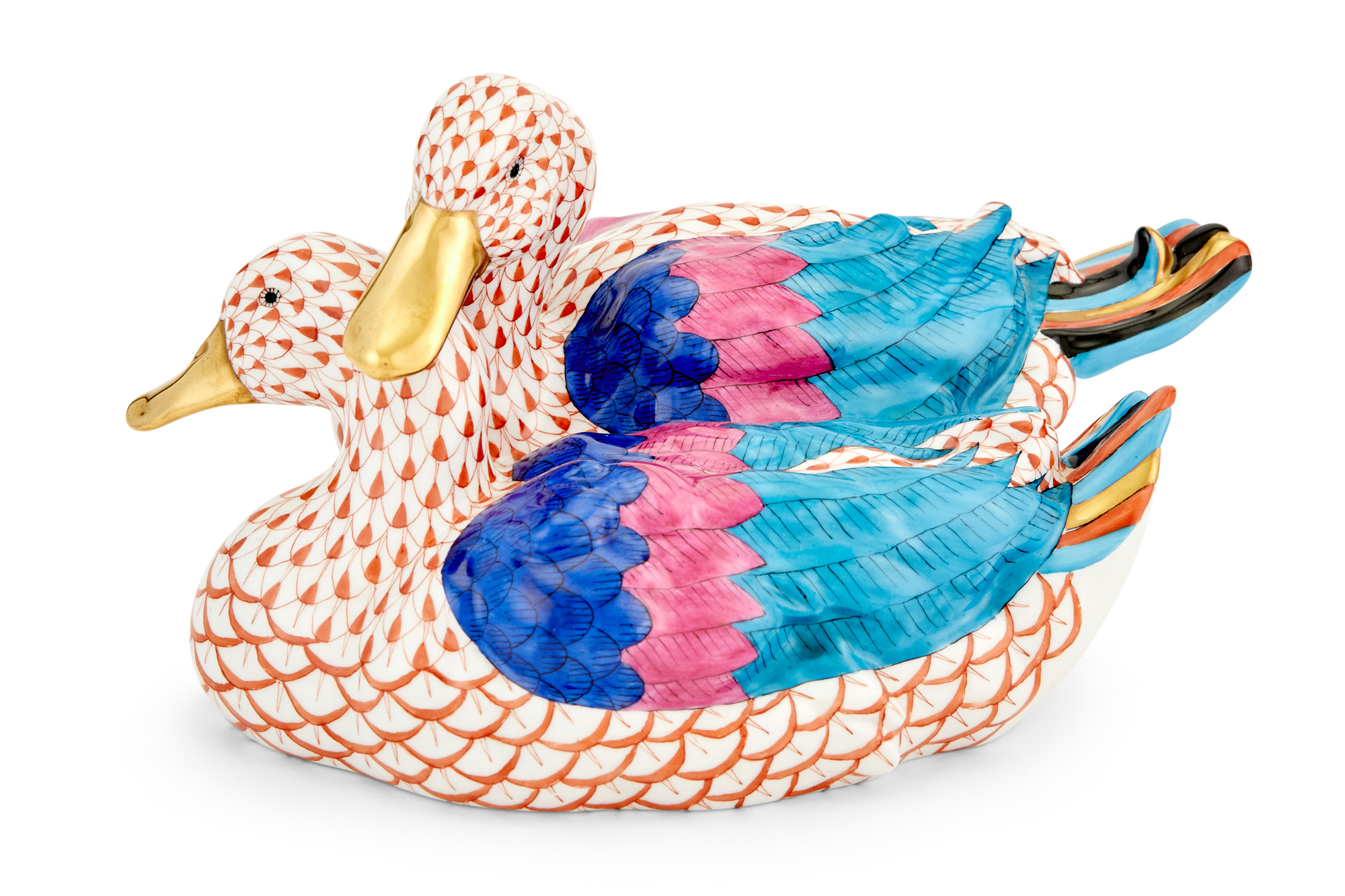 Lot image - Herend Porcelain Duck Group