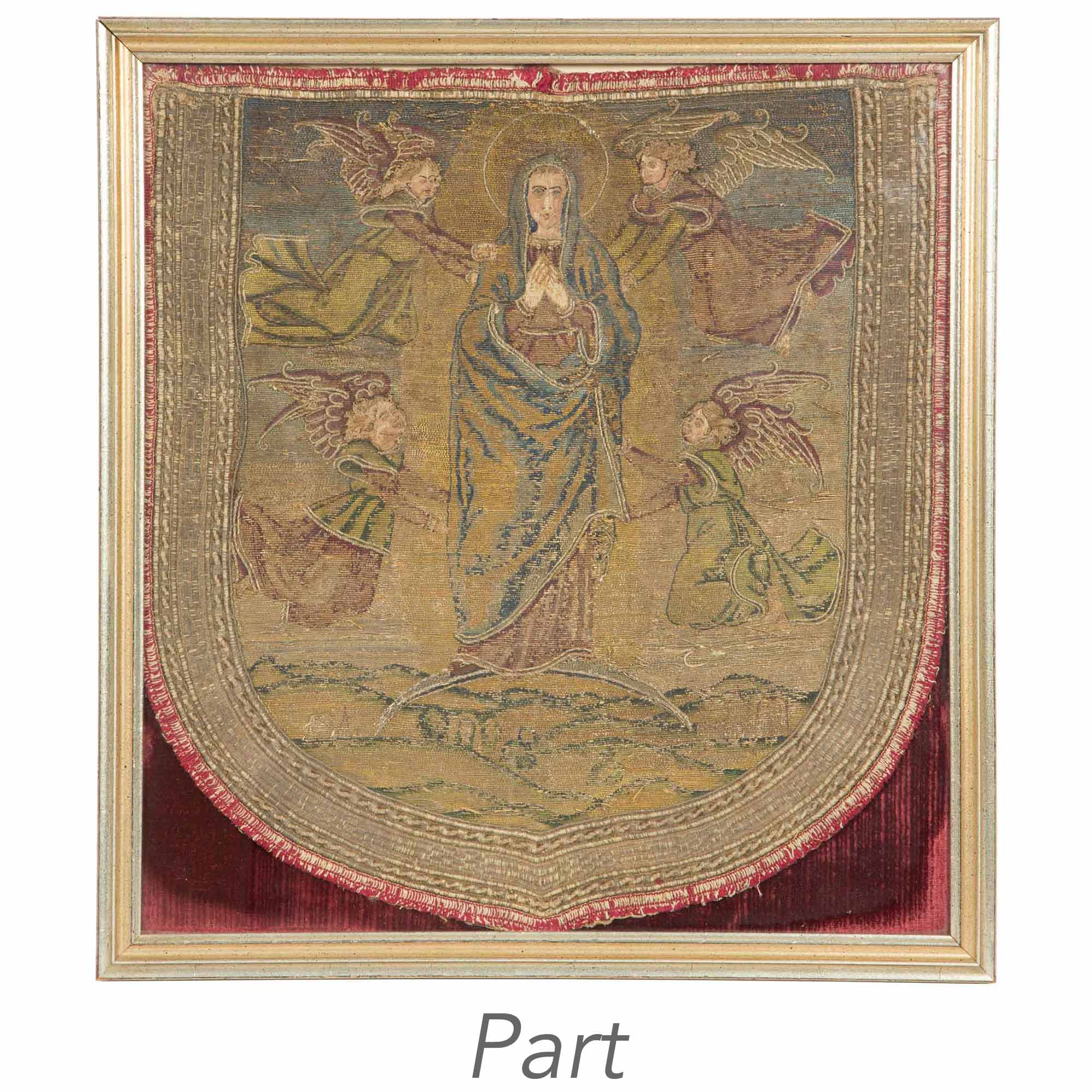 Lot image - Continental Metallic Thread Embroidered Chasuble Apron