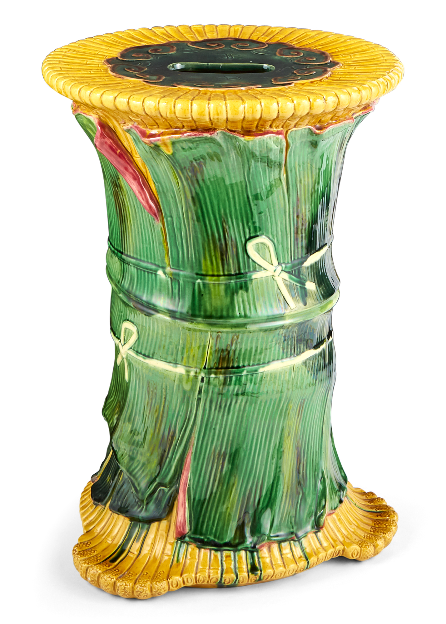 Lot image - Mintons Majolica Banana Leaf and Bamboo Garden Seat