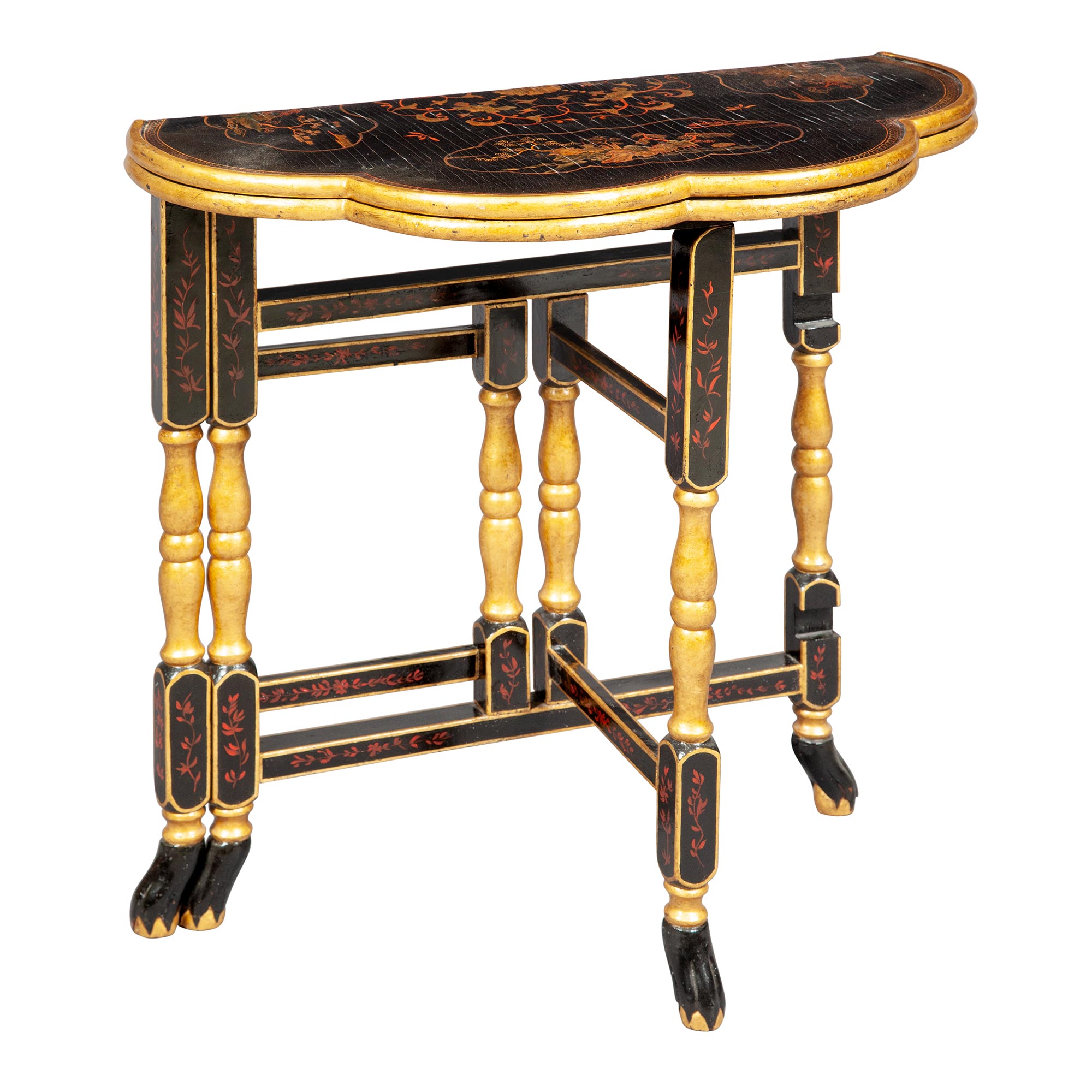 Lot image - Chinese Export Lacquer and Parcel-Gilt Traveling Table