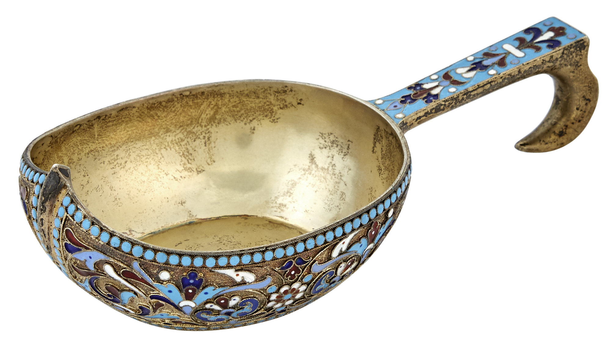 Lot image - Russian Silver-Gilt and Cloisonné Enamel Kovsh