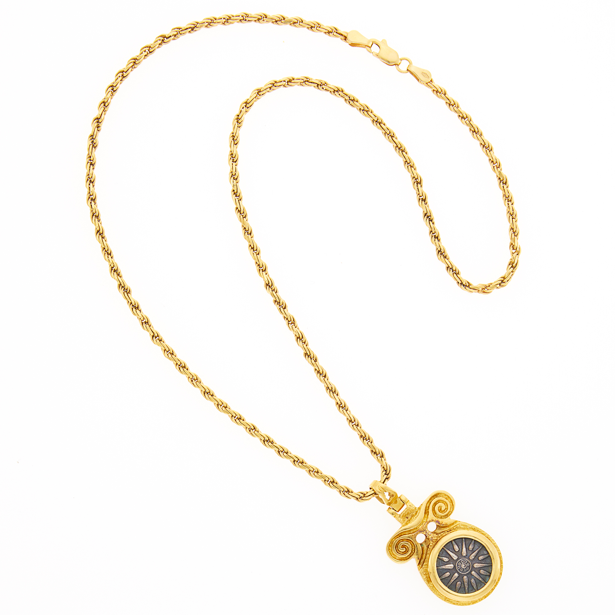 Lot image - Gold and Silver Coin Pendant with Chain Necklace