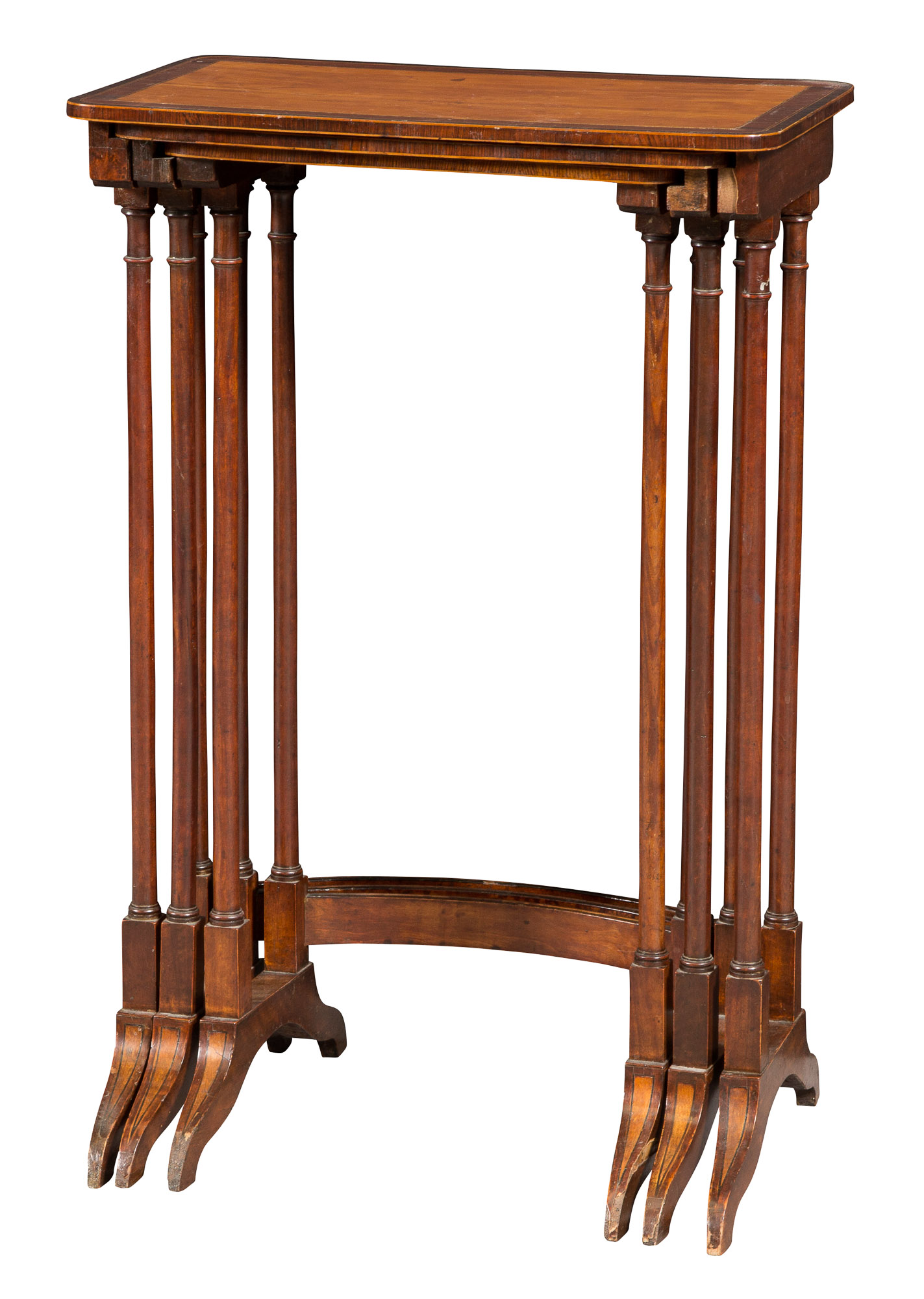 Lot image - George III Mahogany and Satinwood Nest of Three Tables