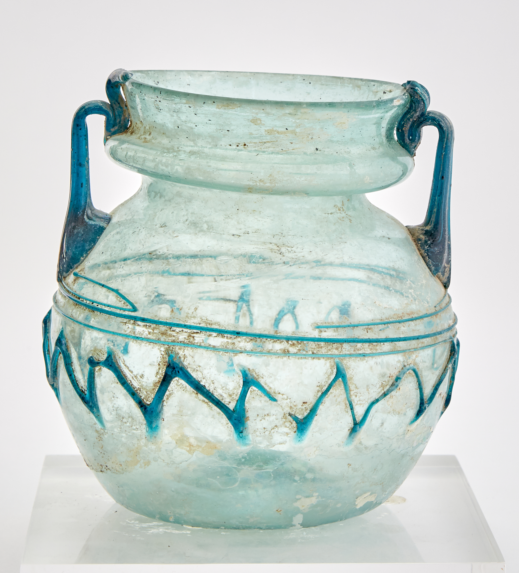 Lot image - Roman Green Glass Two-Handled Jar