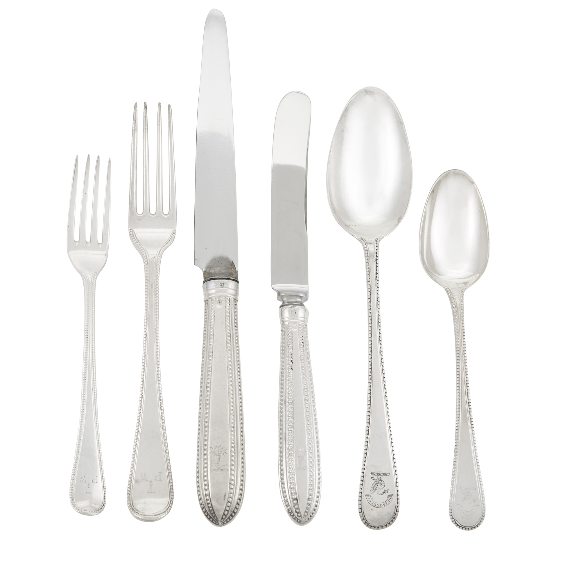 Lot image - Assembled Georgian Sterling Silver Beaded