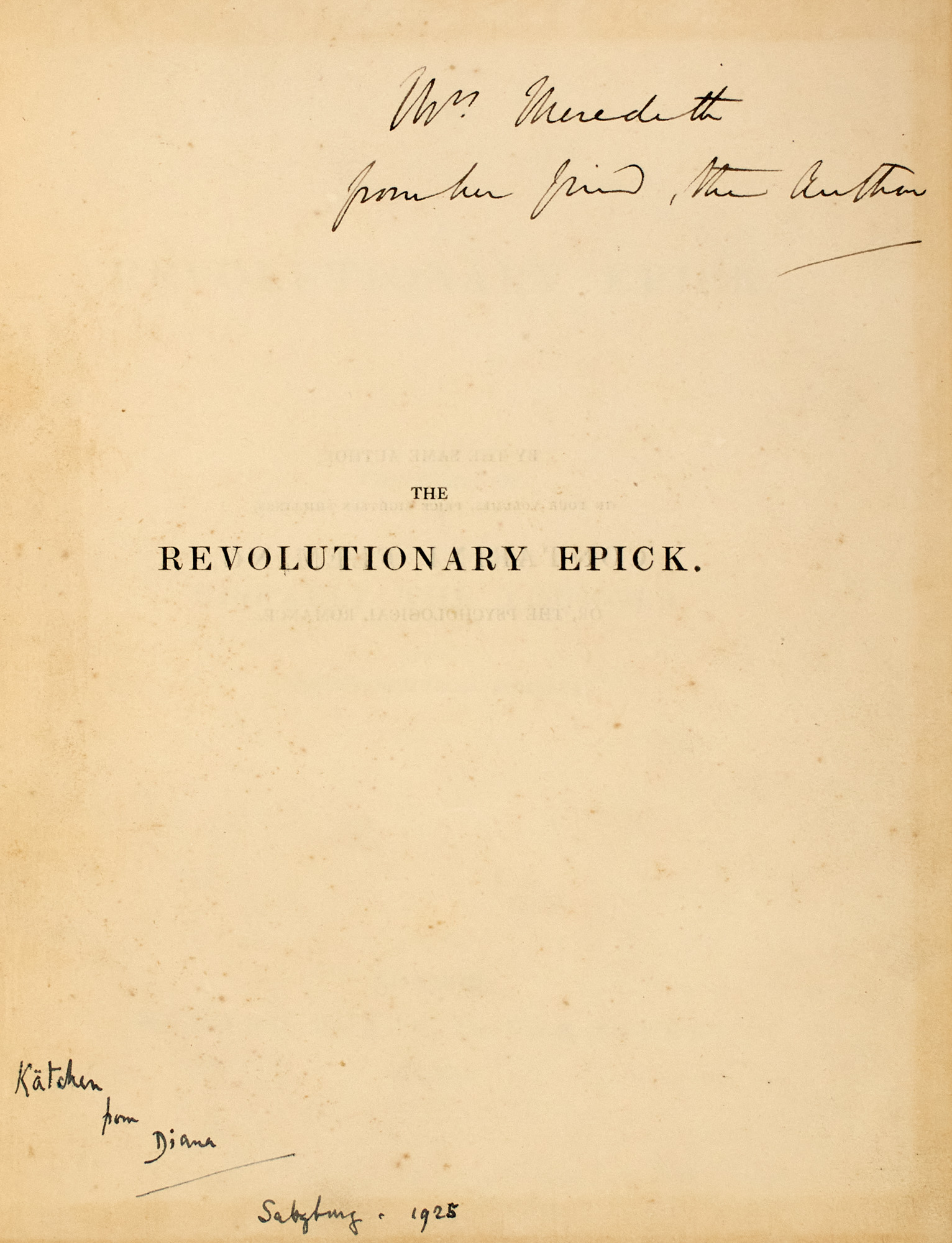 Lot image - DISRAELI, BENJAMIN  The Revolutionary Epick: the Work of Disraeli the Younger.