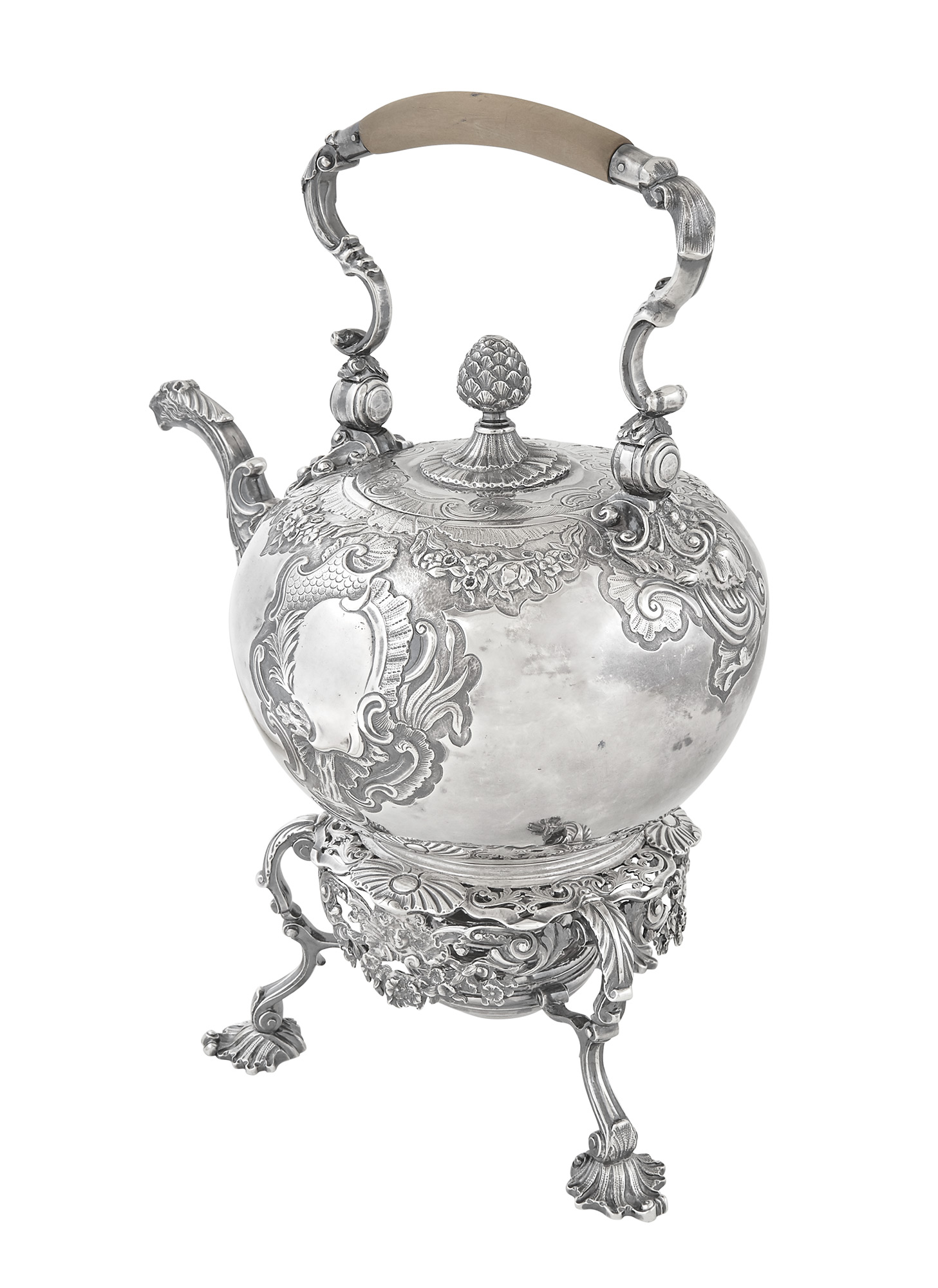 Lot image - George II Sterling Silver Kettle on Stand