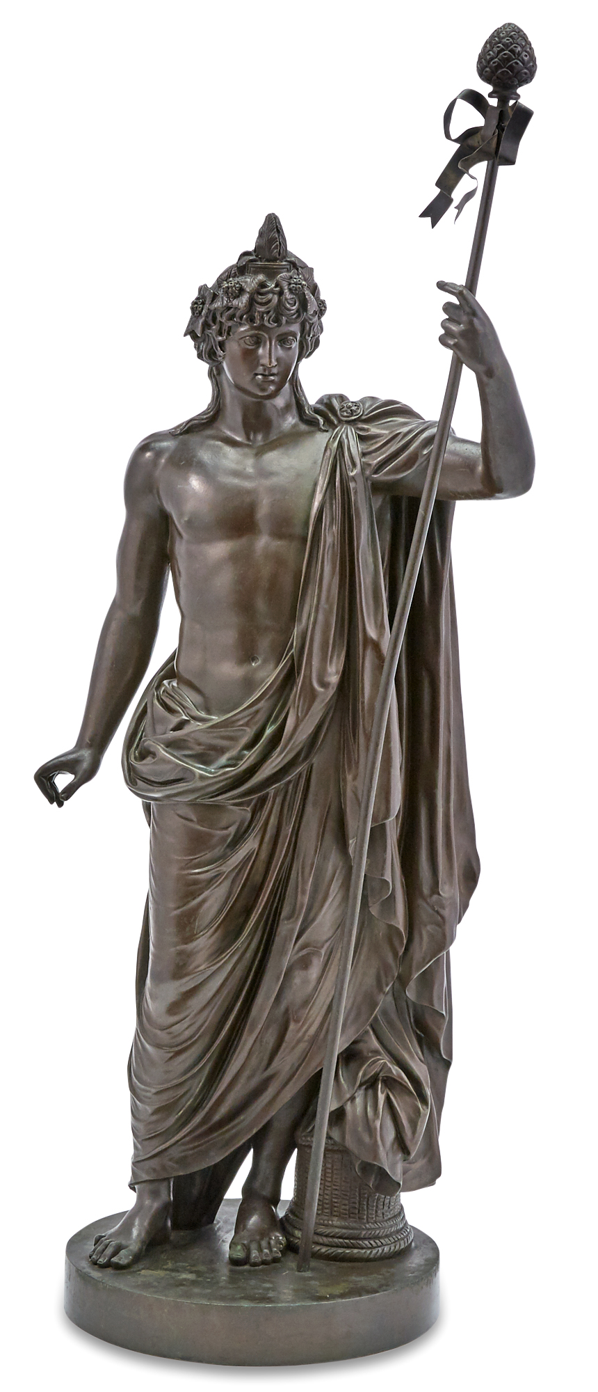 Lot image - Patinated Bronze Figure of Antinous with a Sceptre