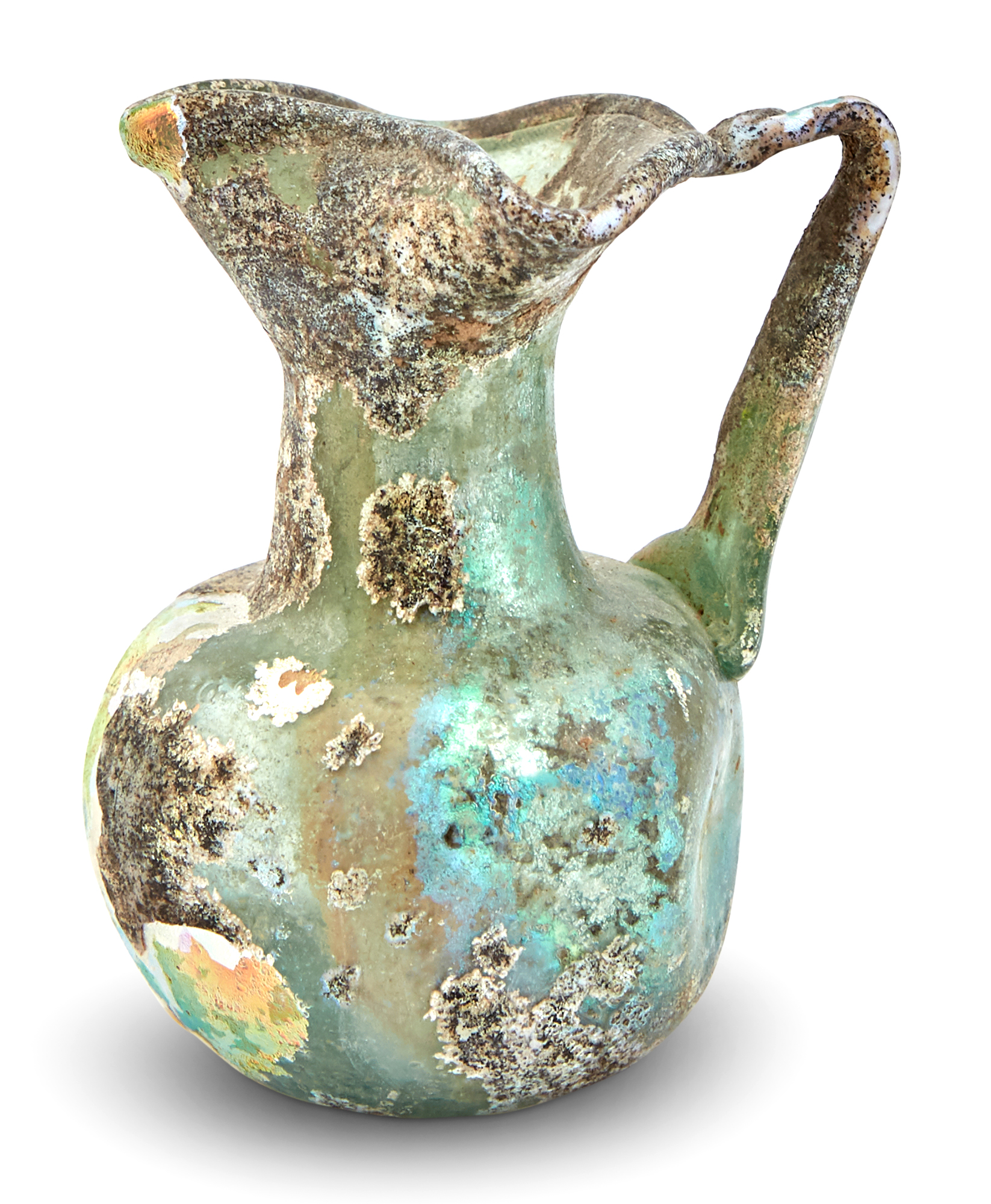 Lot image - Roman Green Glass Trefoil Oinochoe