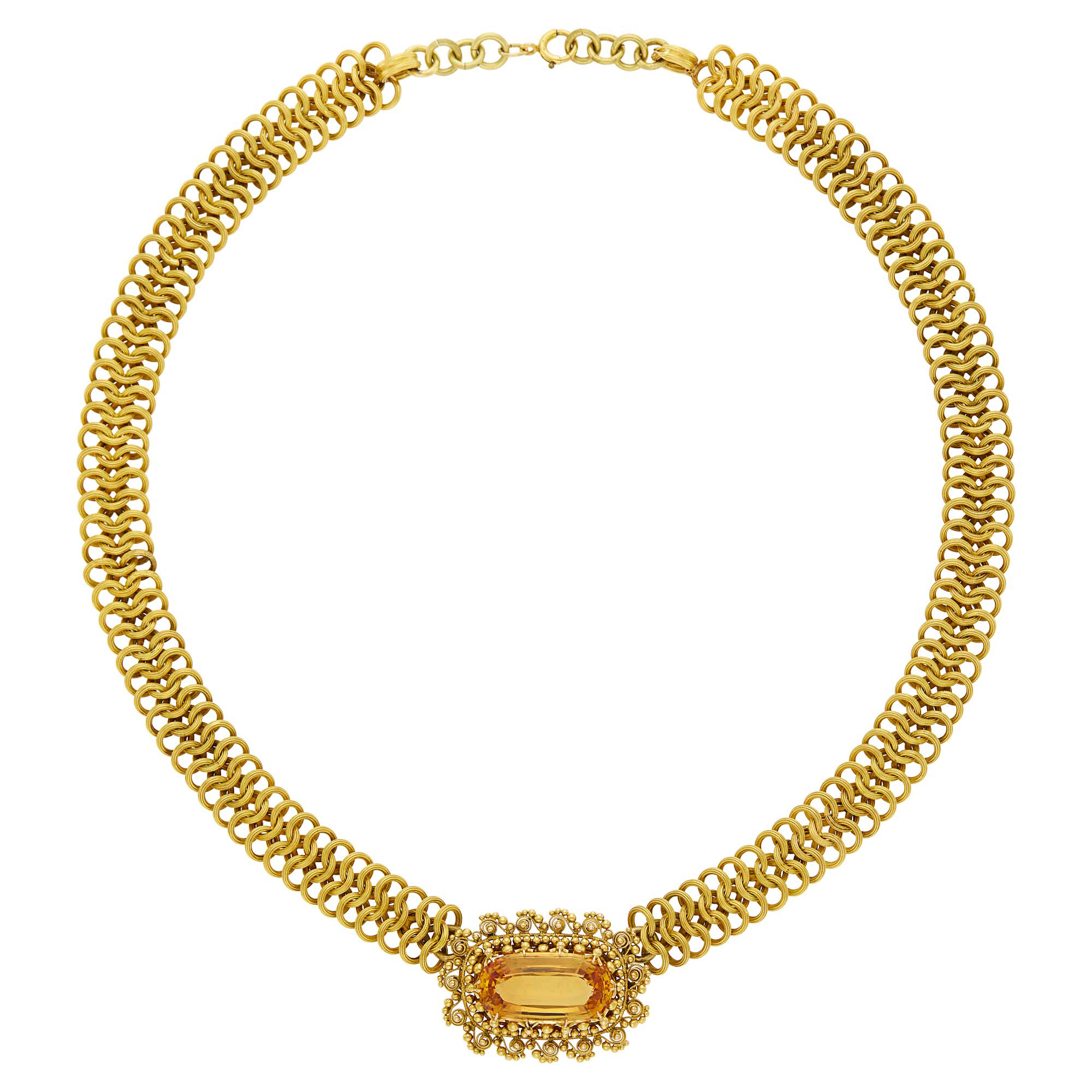 Lot image - Antique Gold and Topaz Necklace
