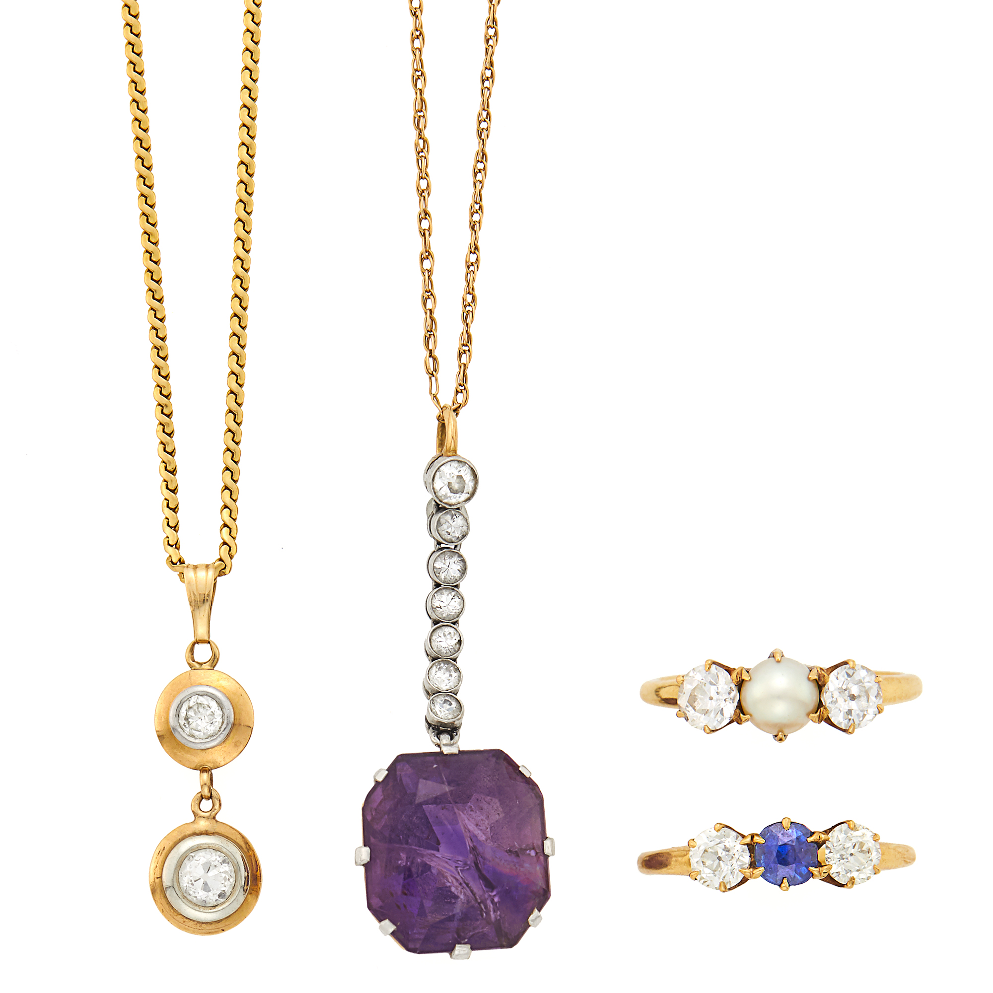 Lot image - Group of Gold, Platinum, Diamond and Colored Stone Jewelry