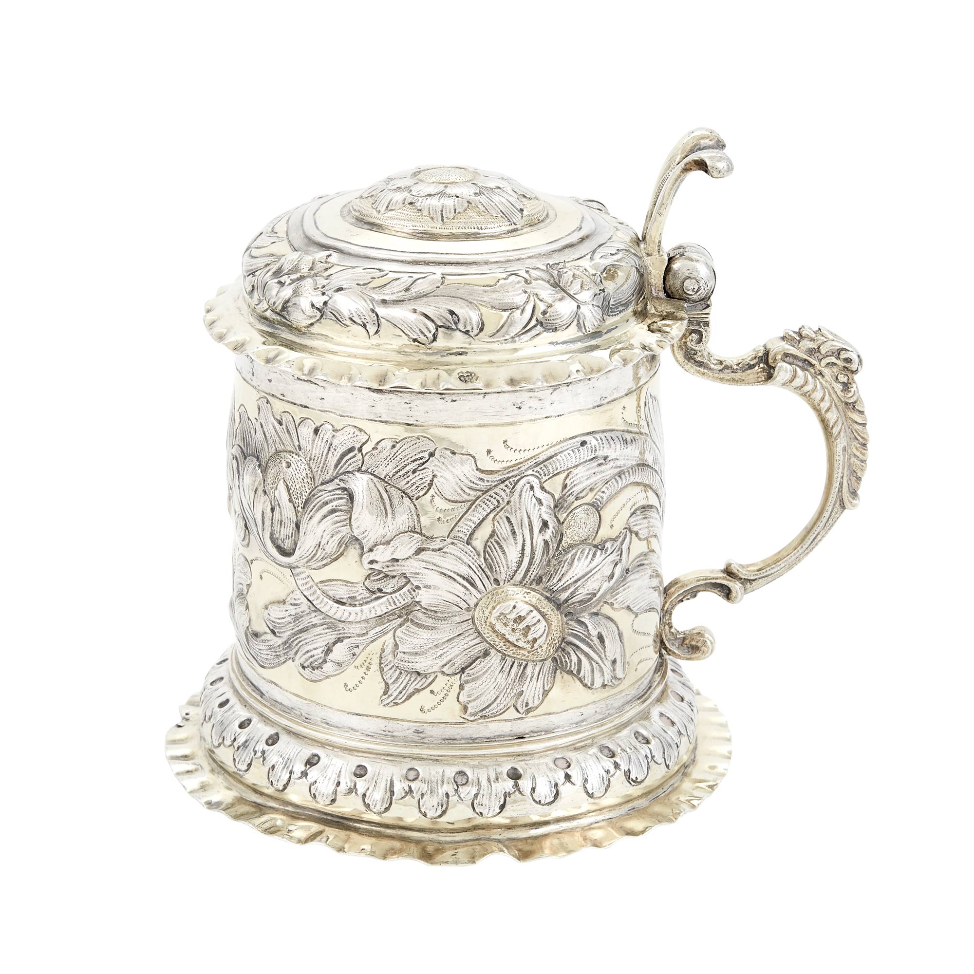 Lot image - German Parcel Gilt Silver Tankard