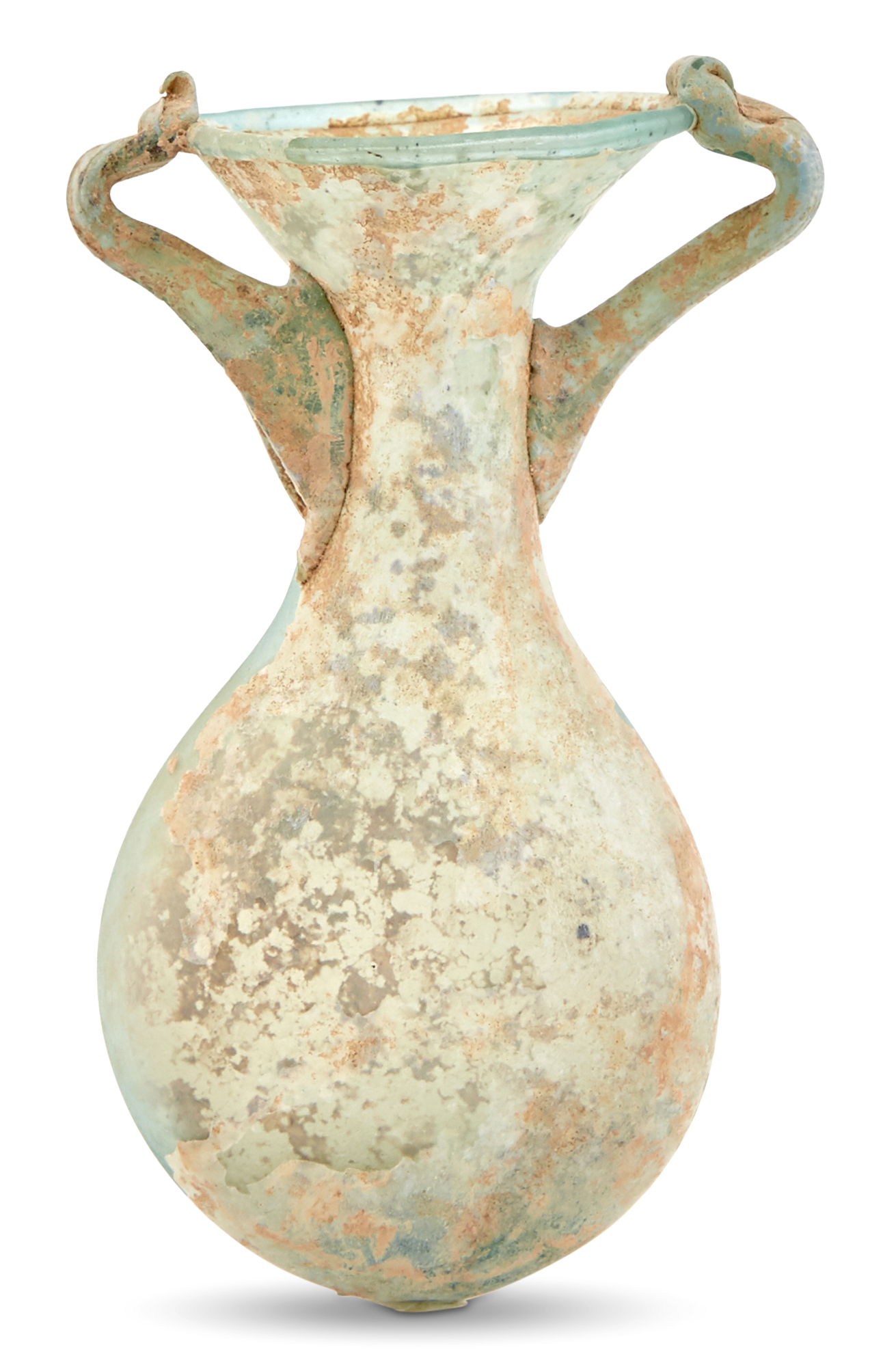 Lot image - Roman Green Glass Lentoid Bottle