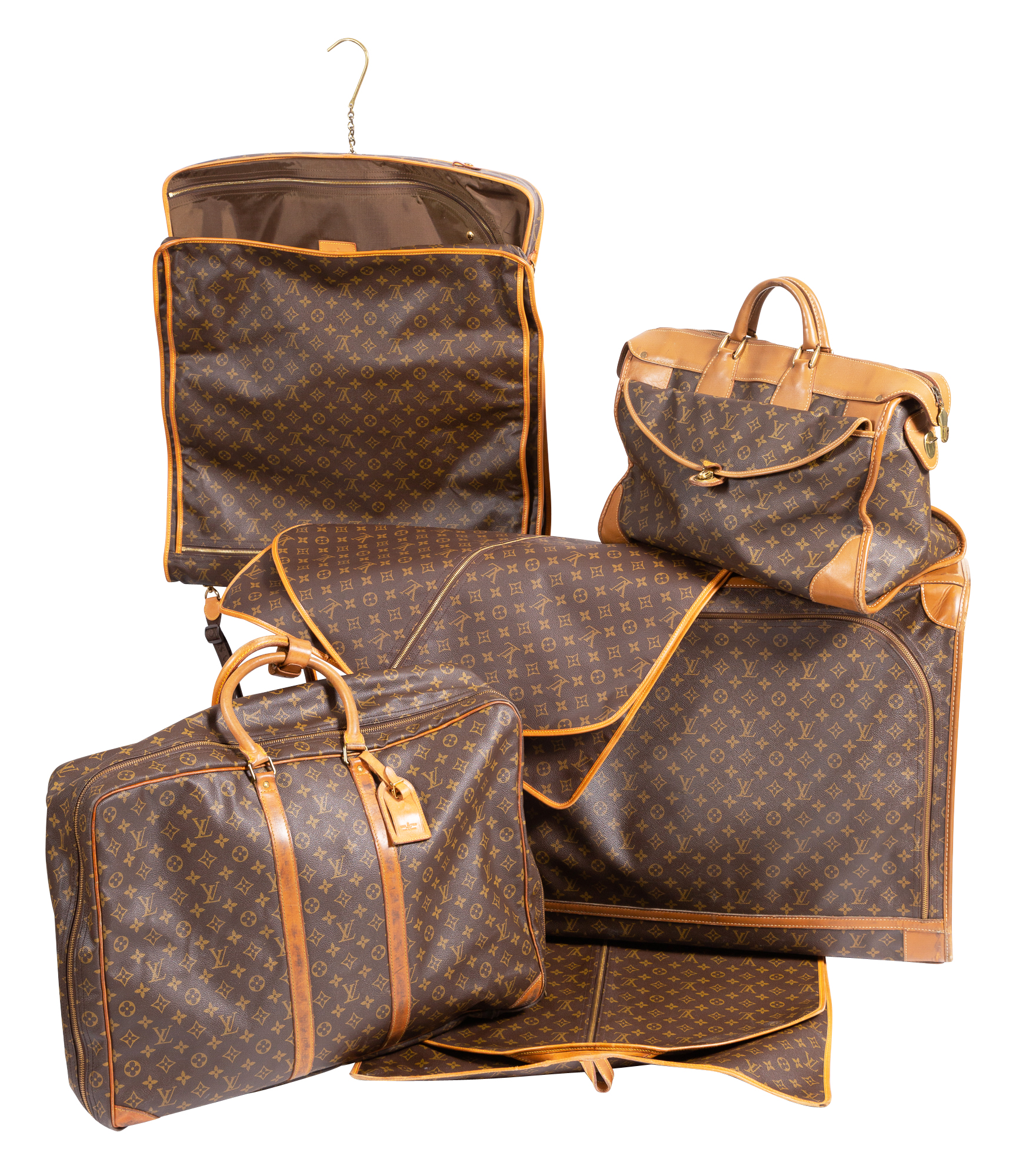 Lot image - Group of Louis Vuitton Monogram Canvas Assorted Travel Articles and Luggage