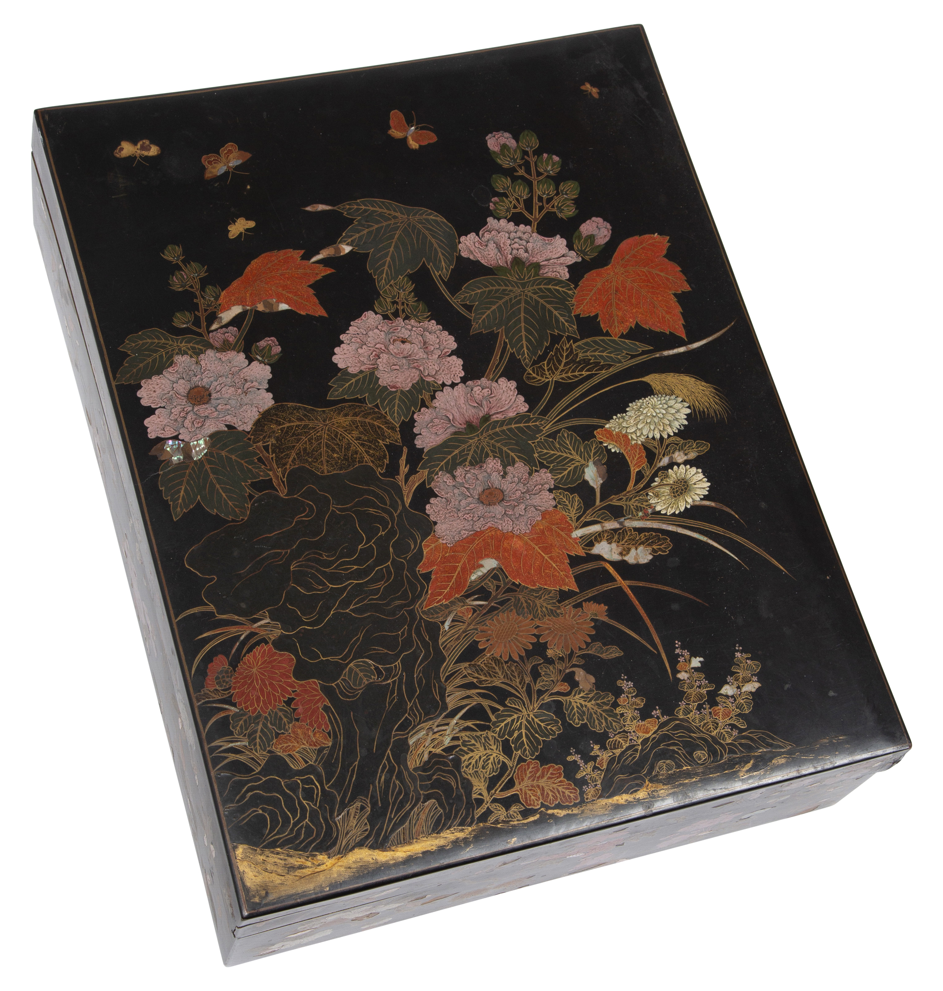 Lot image - Japanese Mother-of-Pearl Inlaid Lacquer Box