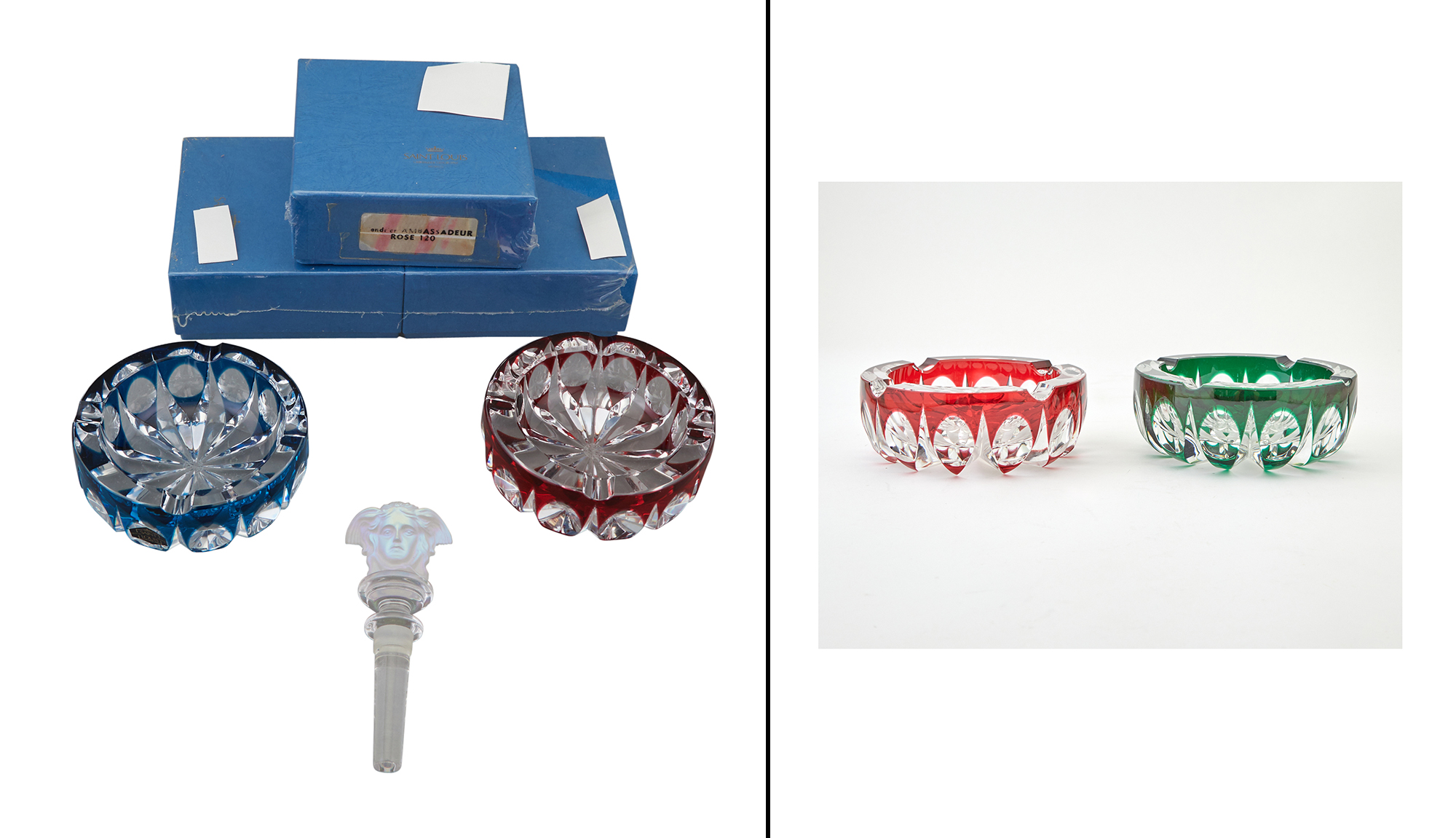 Lot image - Group of St. Louis Glass Table Articles