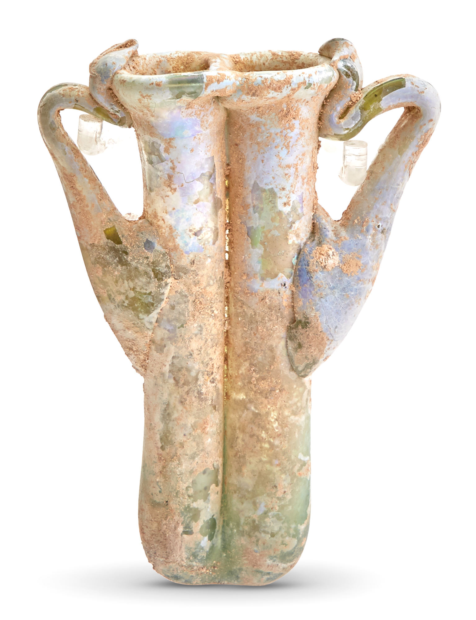 Lot image - Roman Green Glass Double Unguentarium