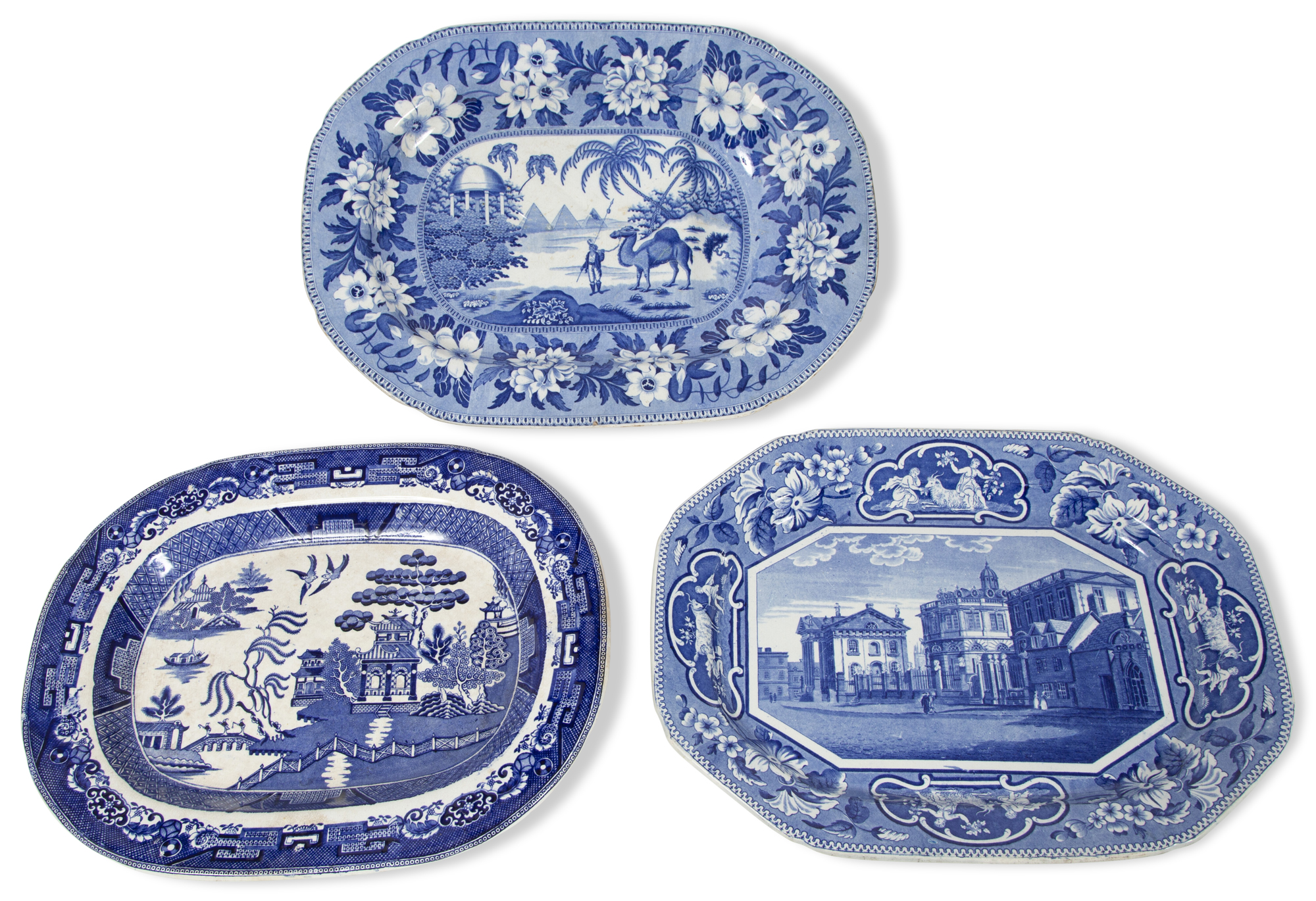 Lot image - Staffordshire Blue and White Transfer Decorated Pottery Platter