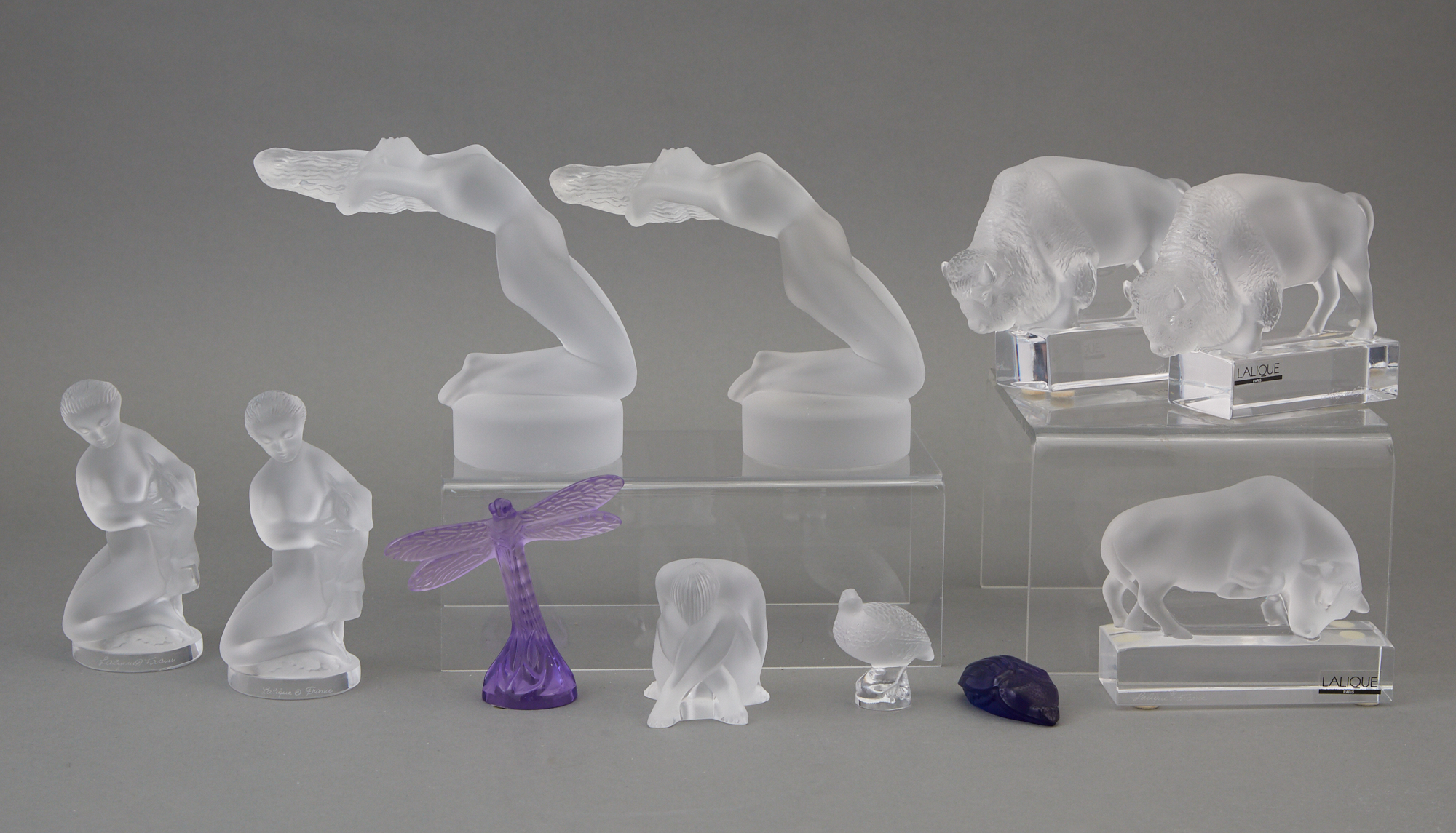 Lot image - Group of Lalique Glass Small Figures