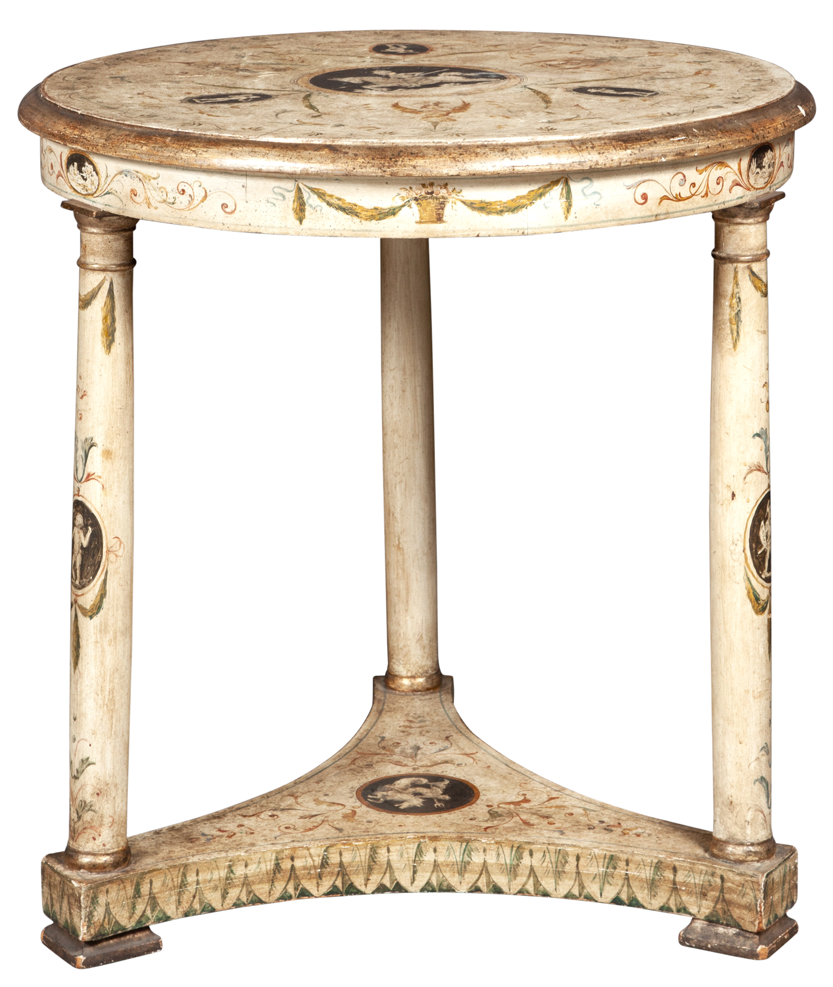 Lot image - Italian Empire Style Painted and Decorated Wood Center Table