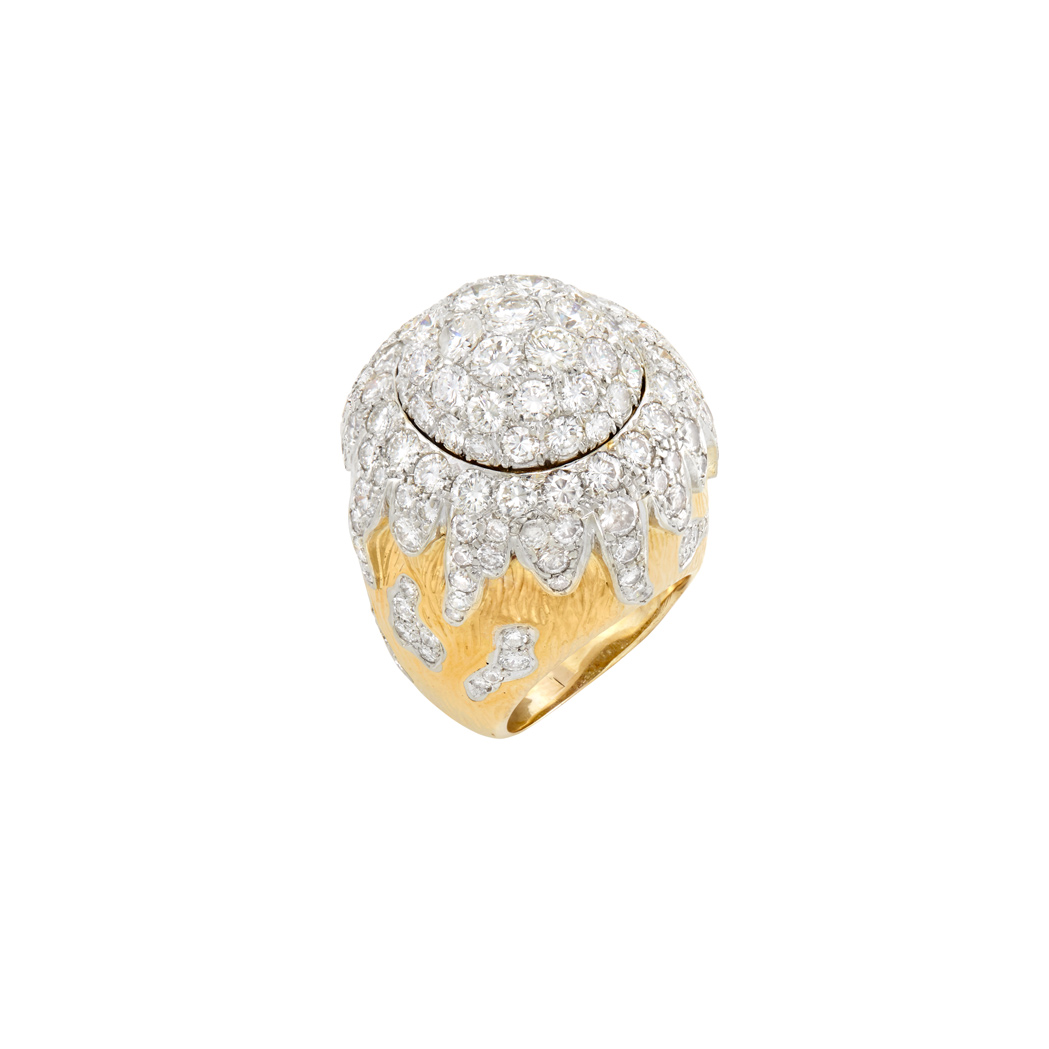 Lot image - Two-Color Gold and Diamond Dome Ring