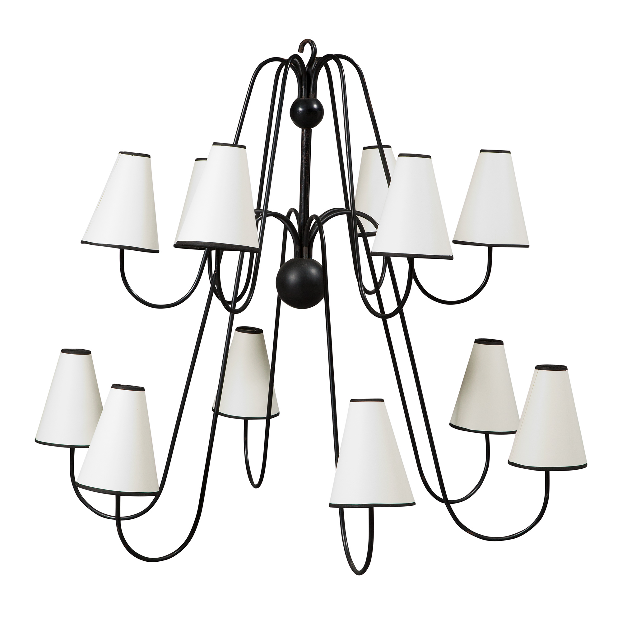 Lot image - Jean Royère Twelve-Light Wrought Iron Bouquet