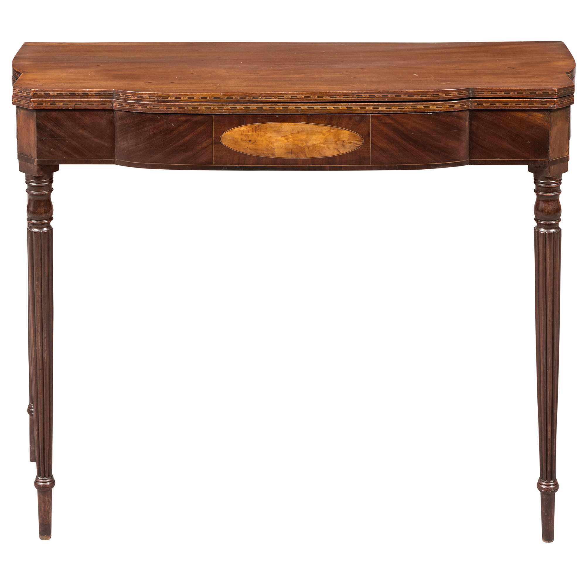 Lot image - Federal Mahogany and Figured Maple Fold-Over Card Table