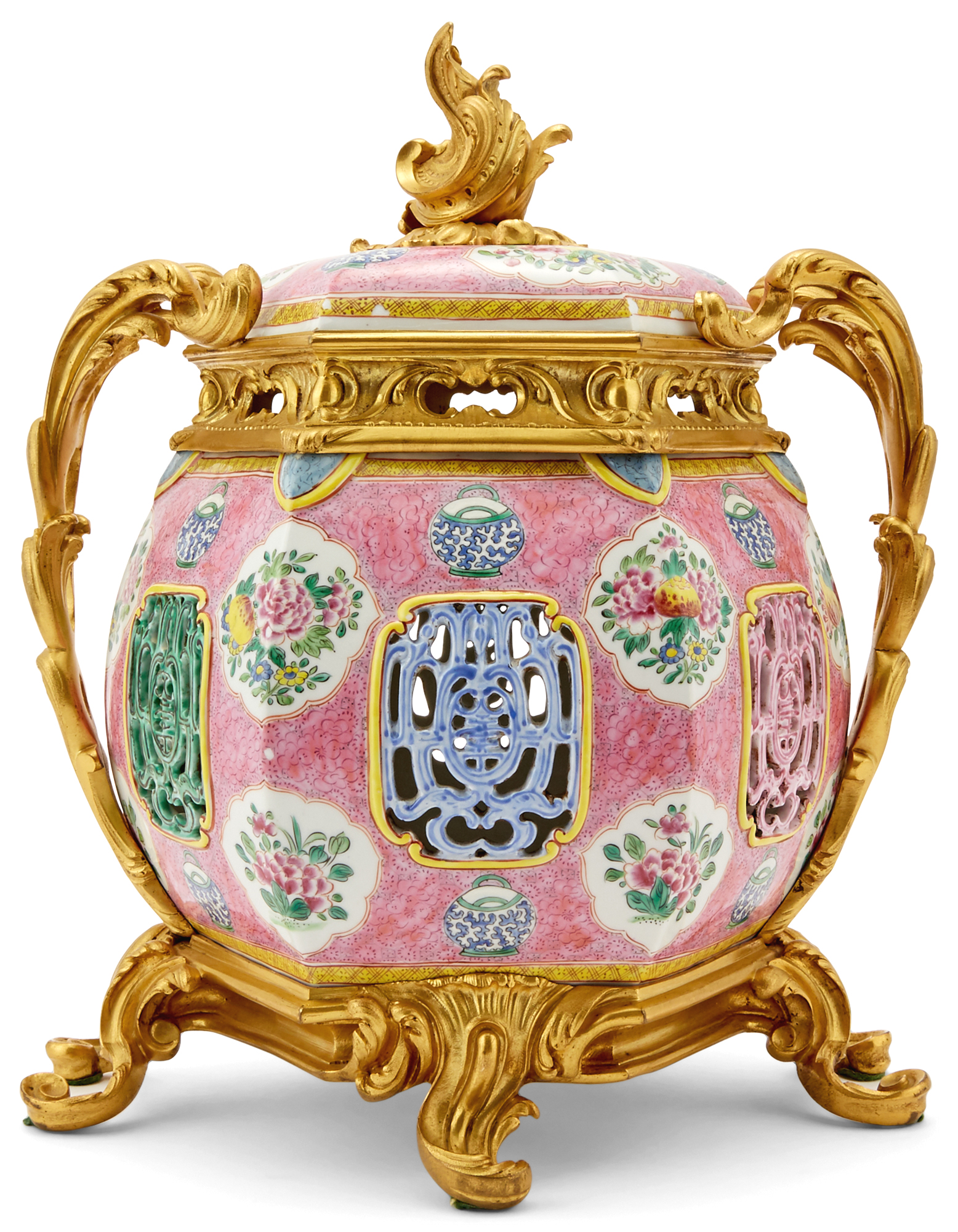 Lot image - Samson Gilt-Bronze Mounted Famille Rose Porcelain Popourri Jar and Cover