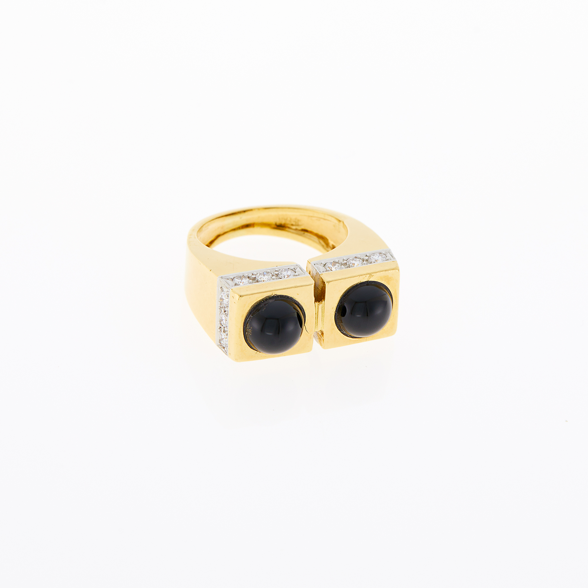 Lot image - Tiffany & Co. Gold, Platinum, Diamond and Black Onyx Ring