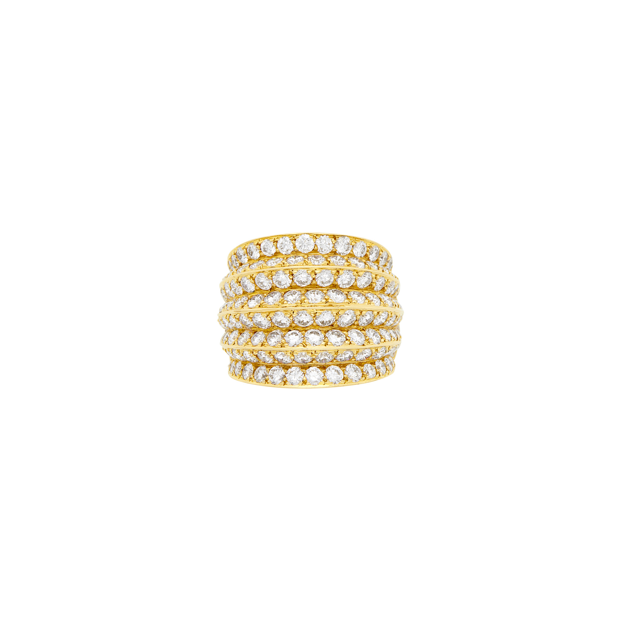 Lot image - Van Cleef & Arpels Wide Gold and Diamond Ring, France