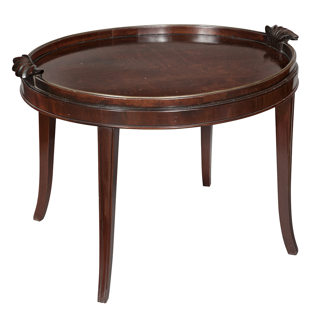 Lot image - George III Brass-Mounted Mahogany Tray on Stand