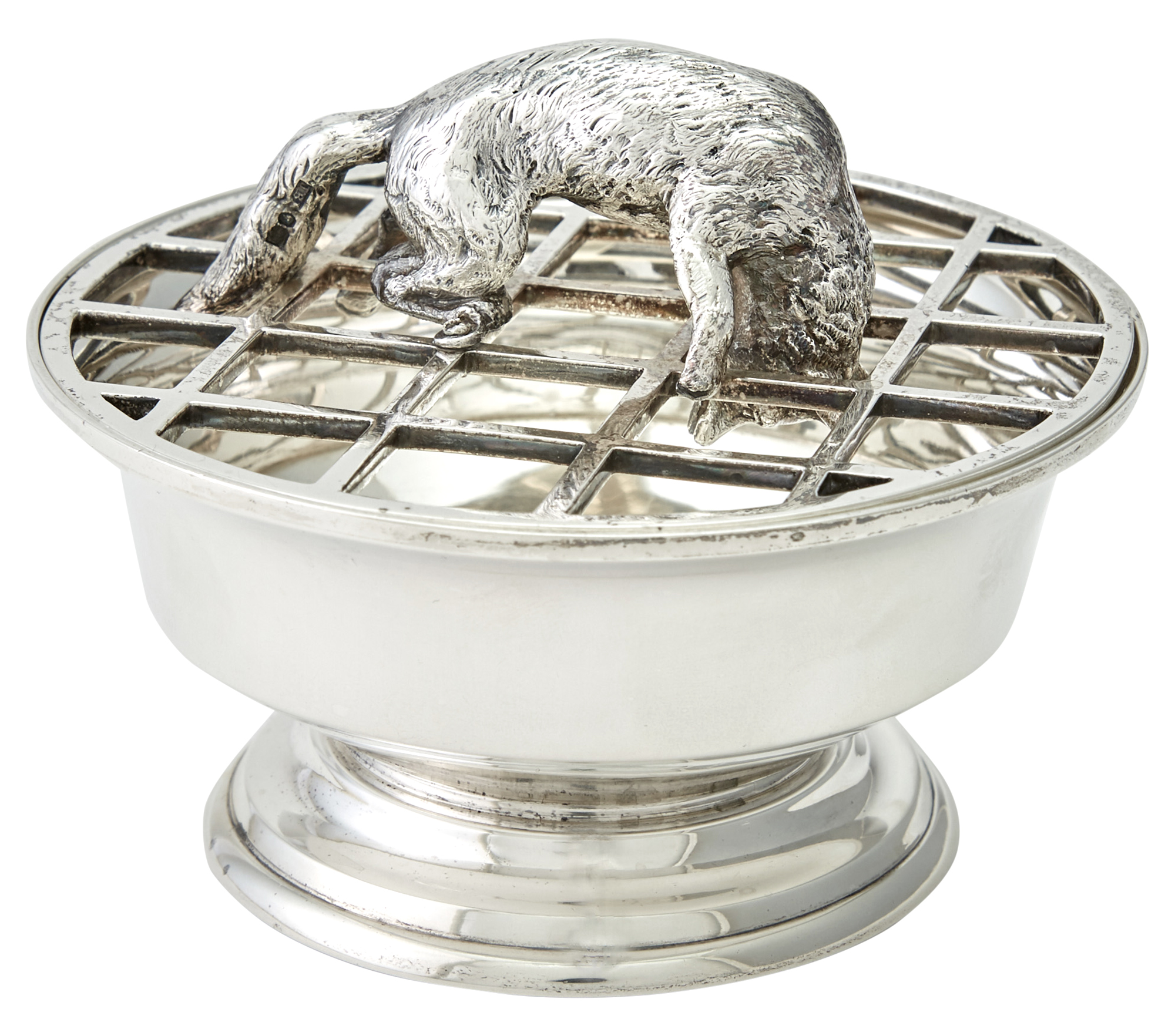 Lot image - Victorian Sterling Silver Novelty Bowl with Fox