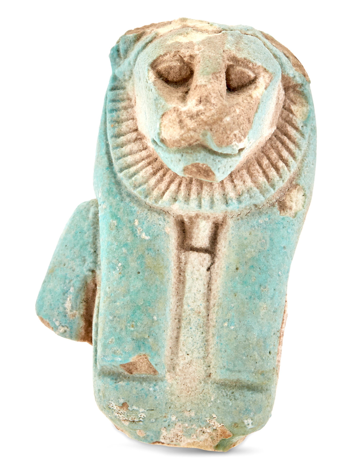 Lot image - Egyptian Faience Lion-Headed Deity Bust
