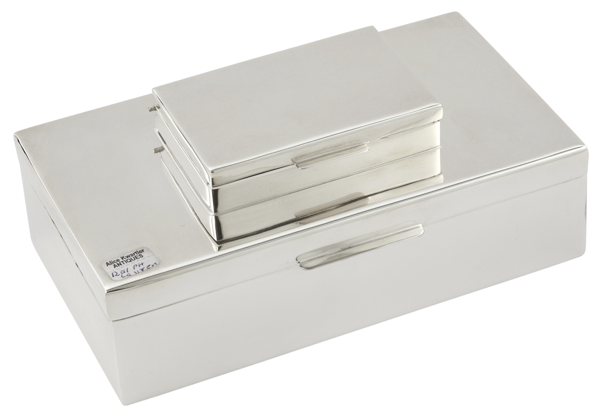 Lot image - Ralph Lauren Silver-Plated Two-Tiered Table Cigar Box