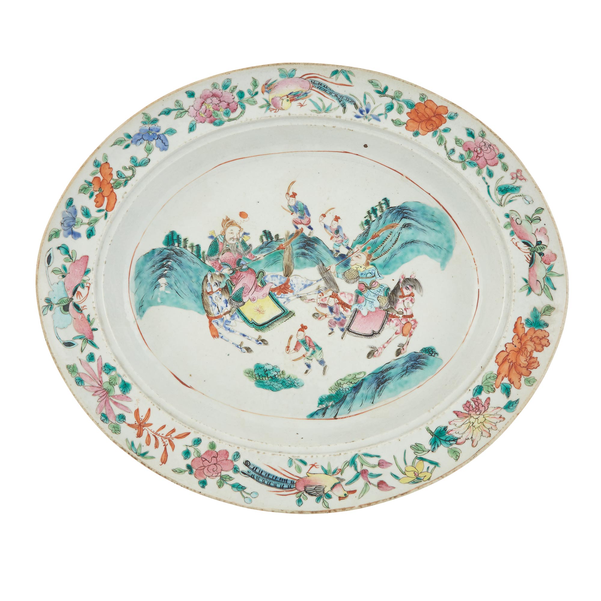 Lot image - Chinese Export Famille Rose Porcelain Oval Platter