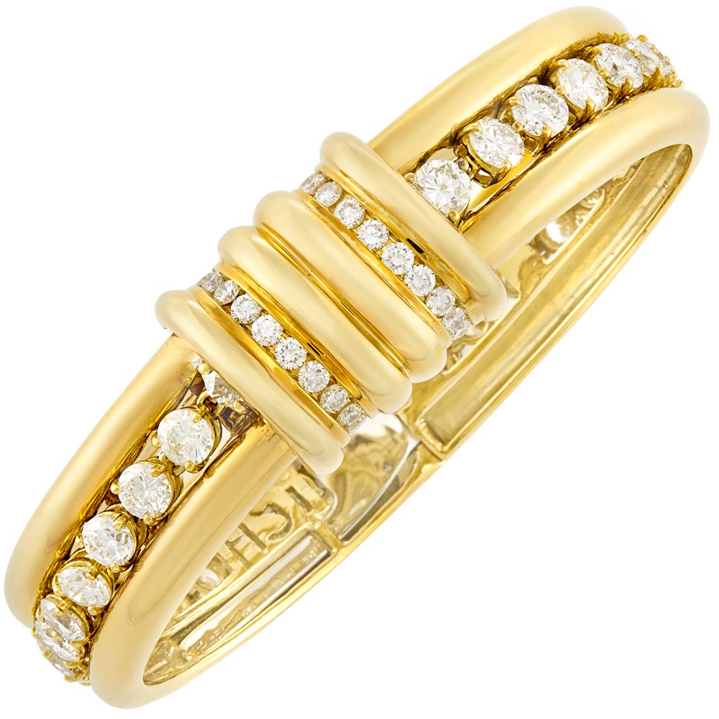 Lot image - Gold and Diamond Bangle/Bracelet Combination