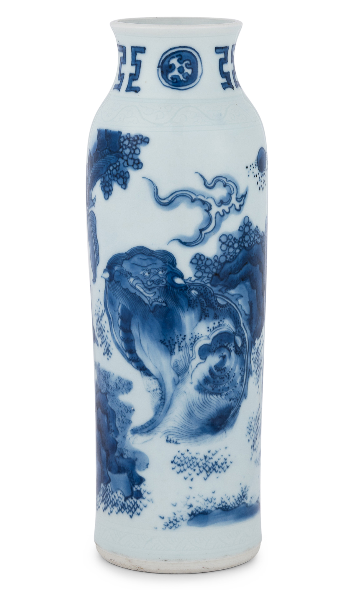 Lot image - A Chinese Blue and White Porcelain Sleeve Vase