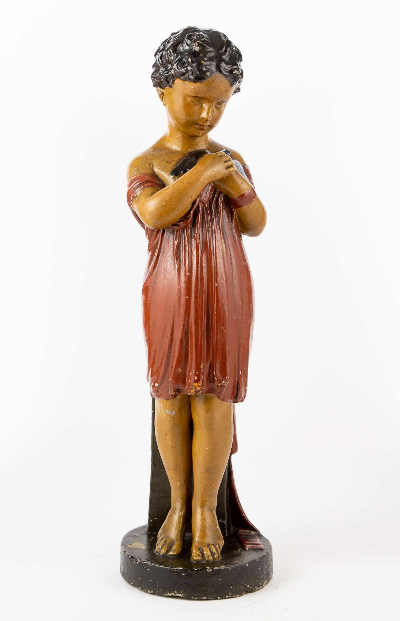 Lot image - Painted Cast Concrete Child Figure