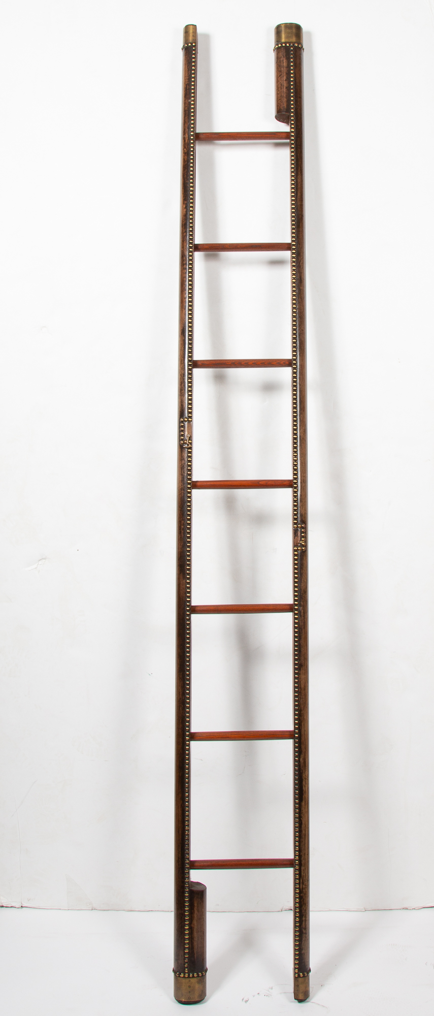 Lot image - Regency Style Leather and Mahogany Library Ladder