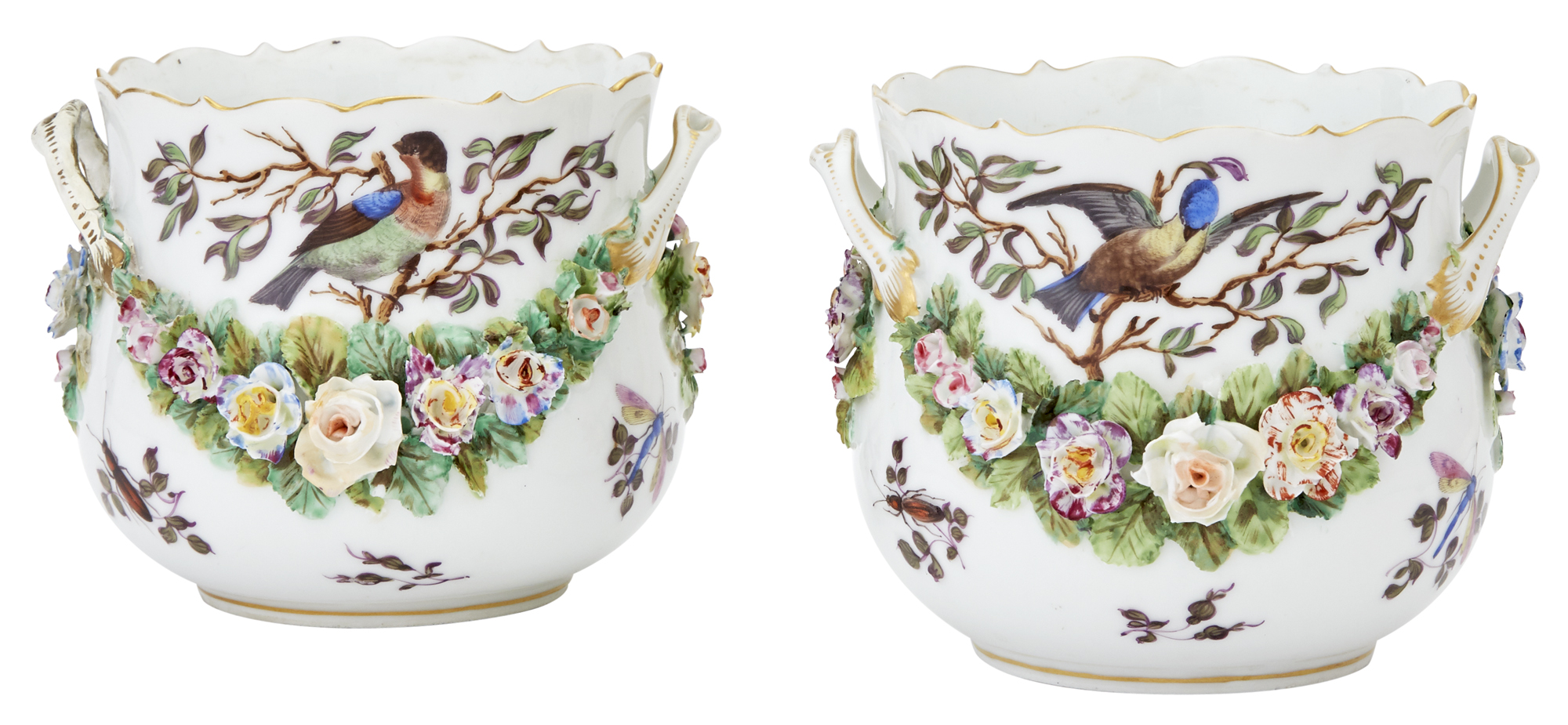 Lot image - Pair of Continental Porcelain Cachepots